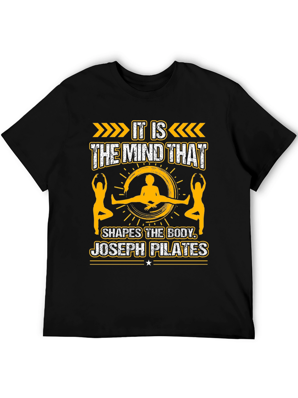 Pilates Mind Shapes Body Black Graphic Tee