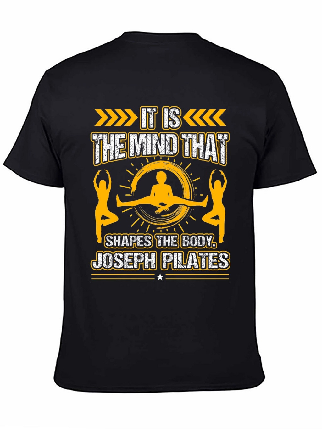 Pilates Mind Shapes Body Black Graphic Tee