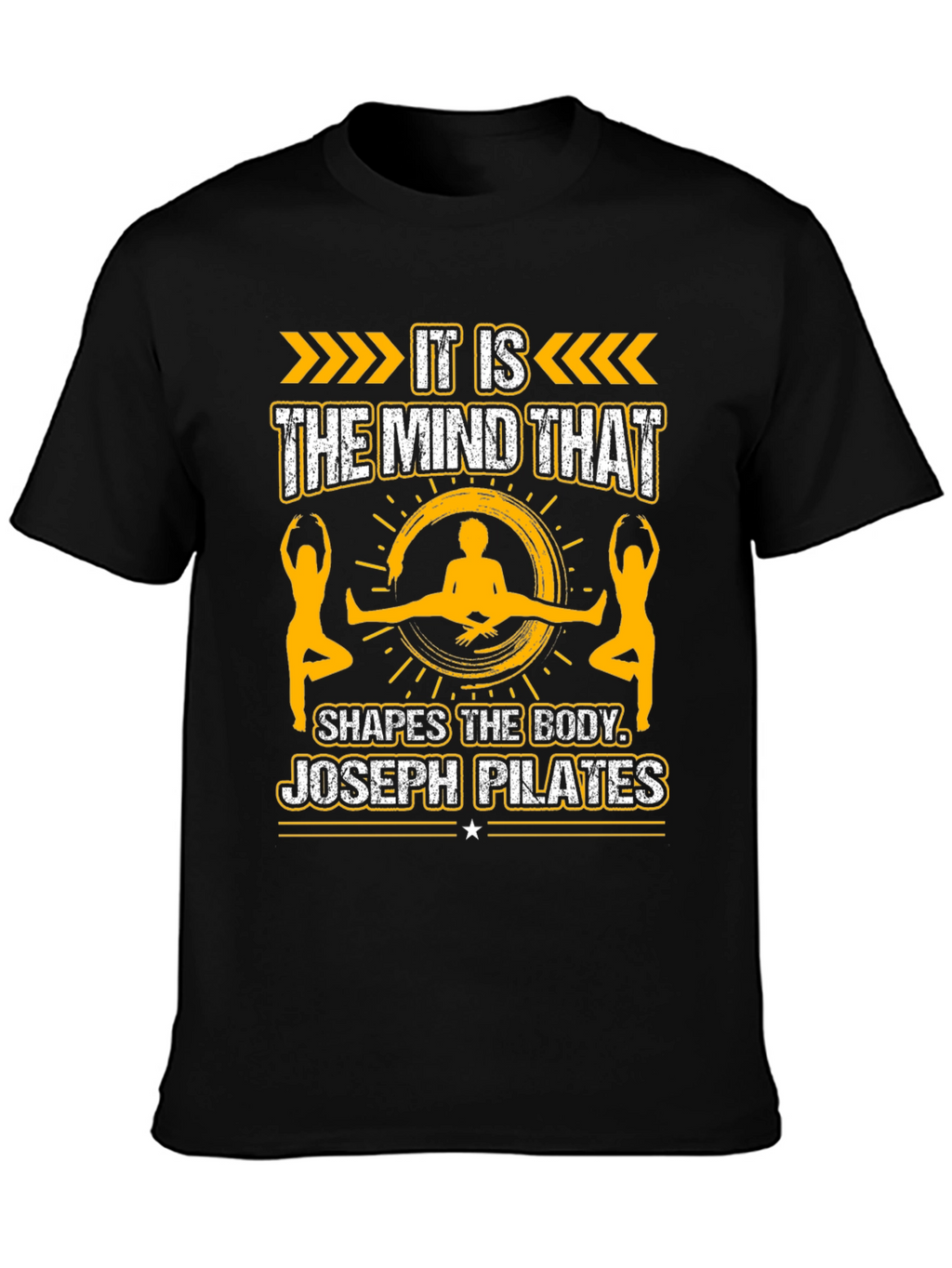 Pilates Mind Shapes Body Black Graphic Tee