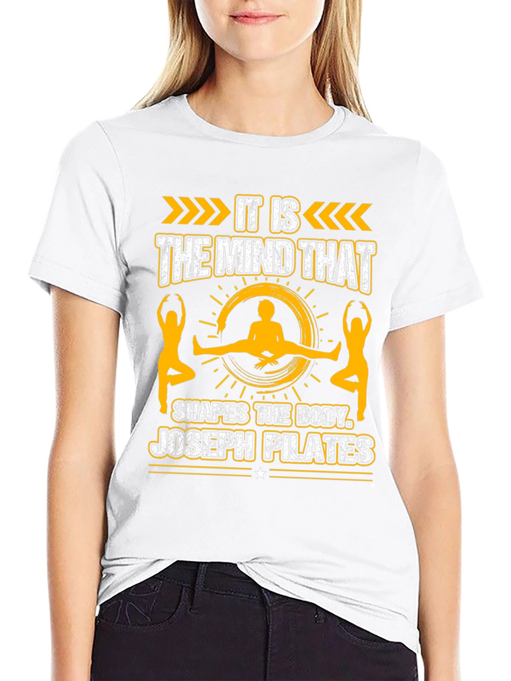 Pilates Mind Shapes Body Black Graphic Tee