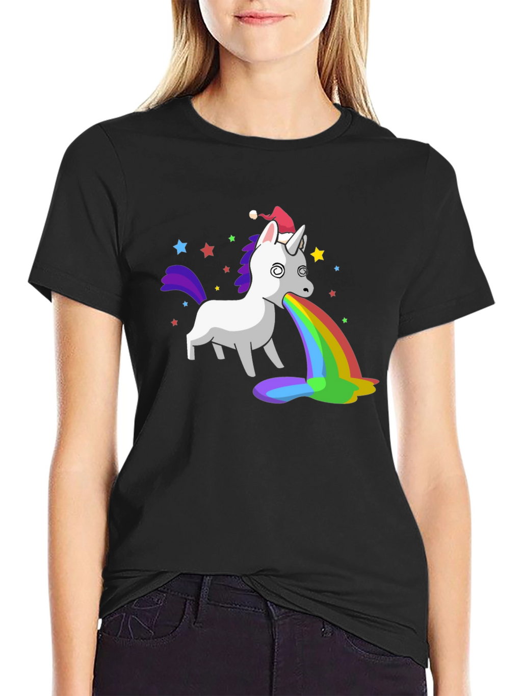 Unicorn Puking Rainbow Funny Graphic Tee