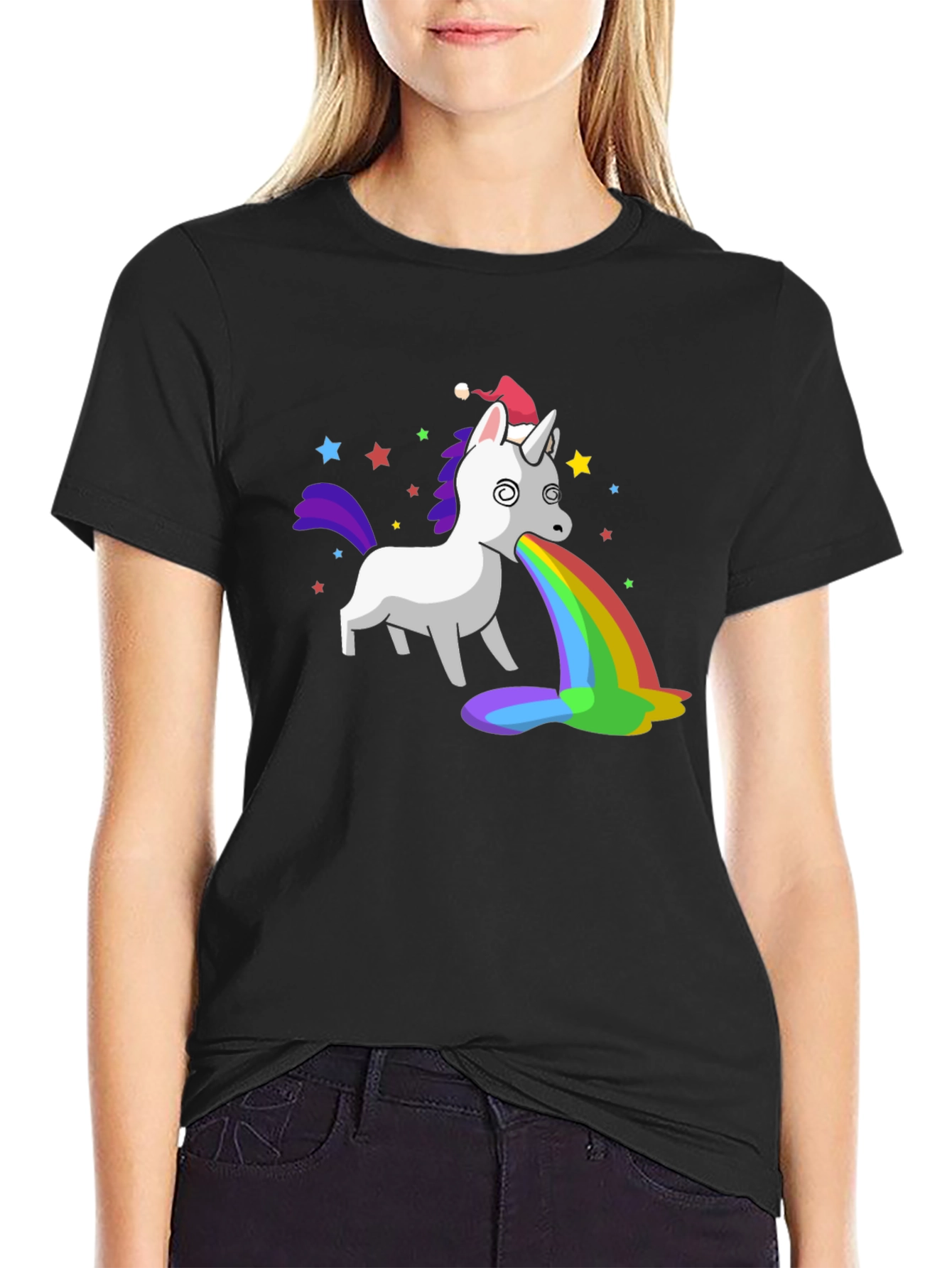 Unicorn Puking Rainbow Funny Graphic Tee