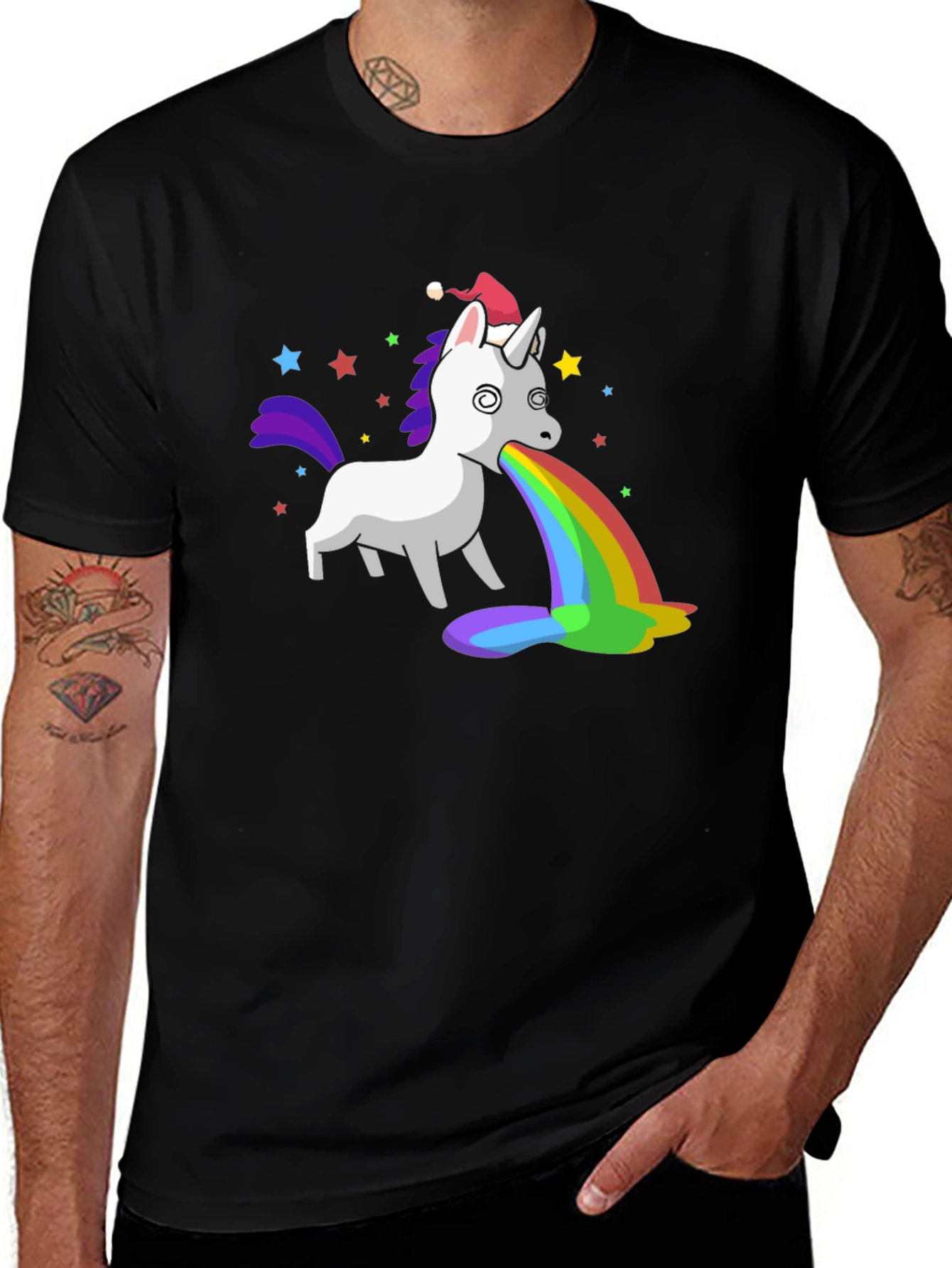 Unicorn Puking Rainbow Funny Graphic Tee
