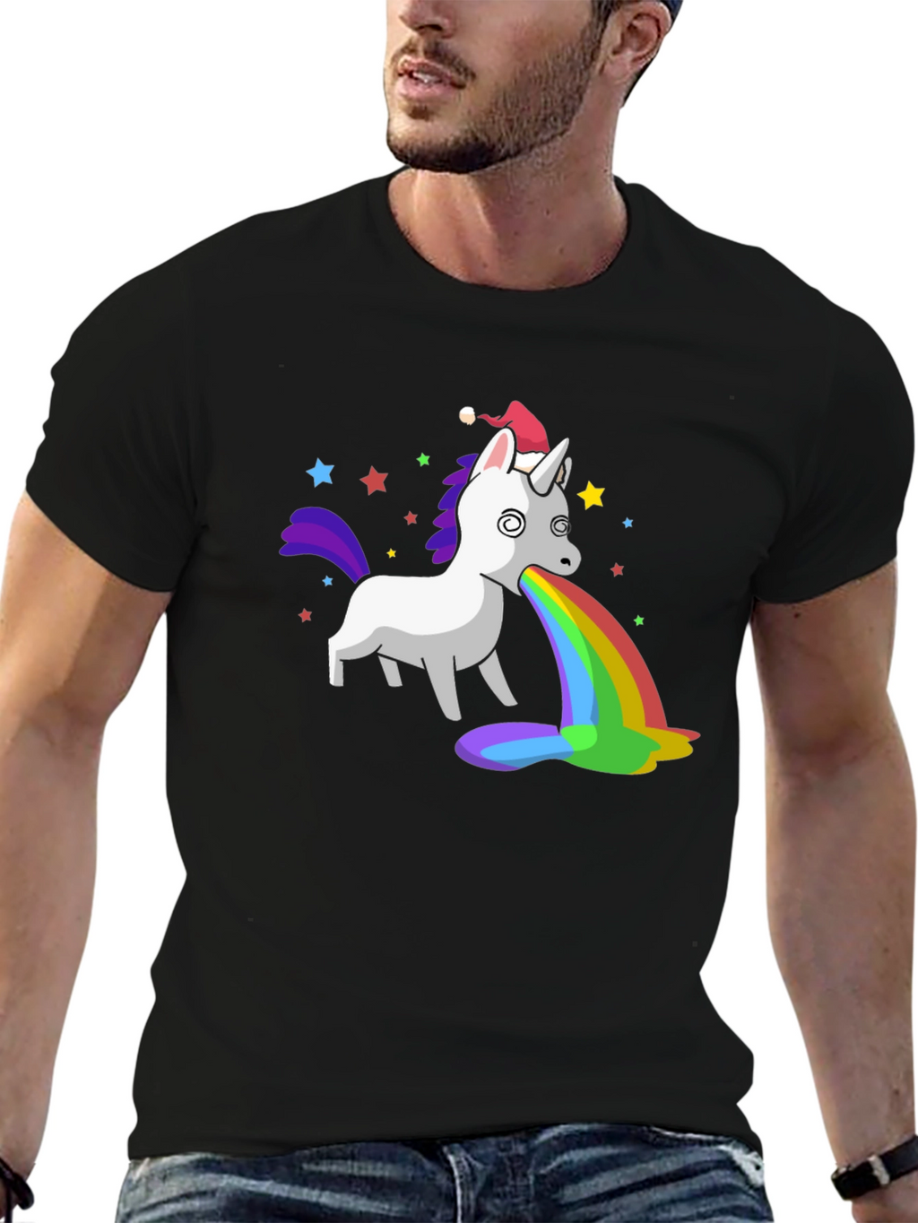 Unicorn Puking Rainbow Funny Graphic Tee