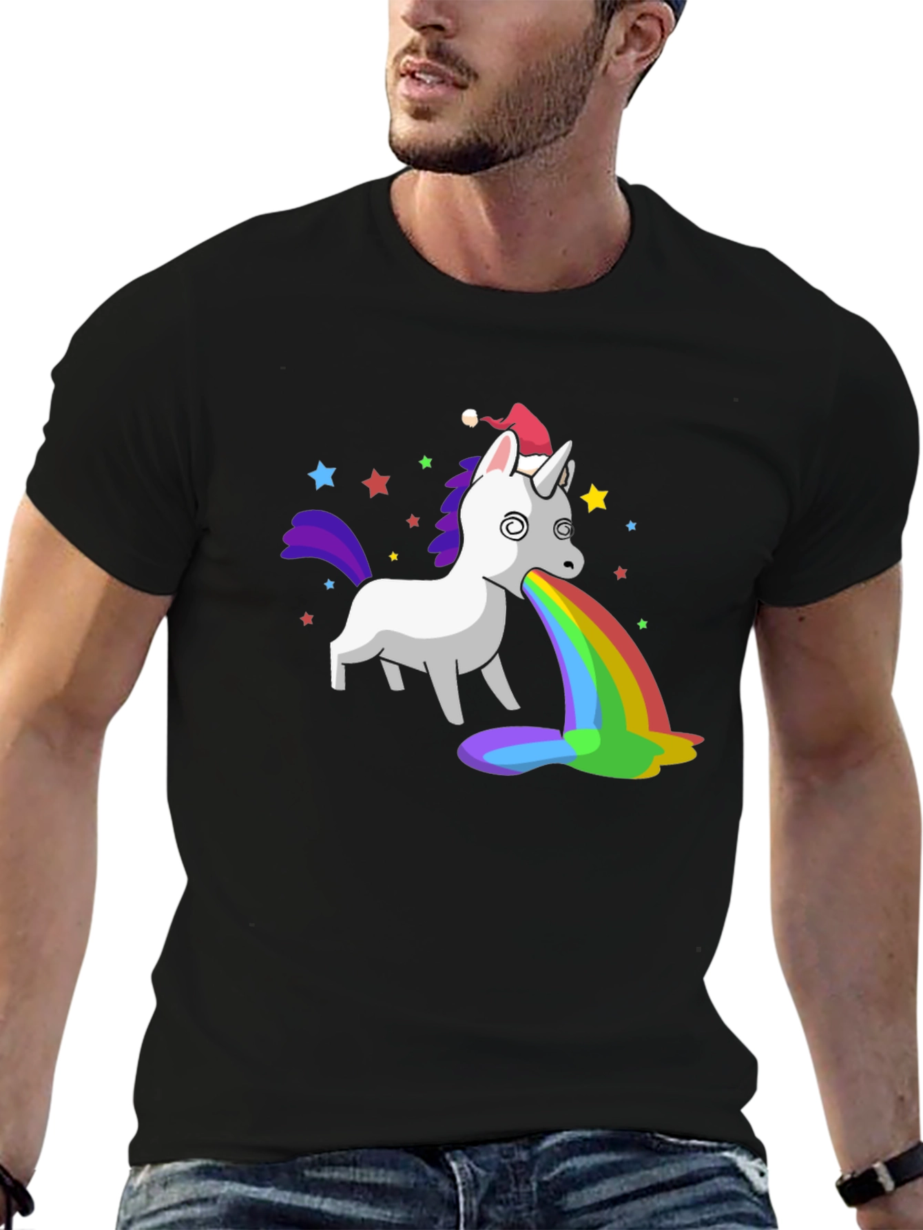 Unicorn Puking Rainbow Funny Graphic Tee