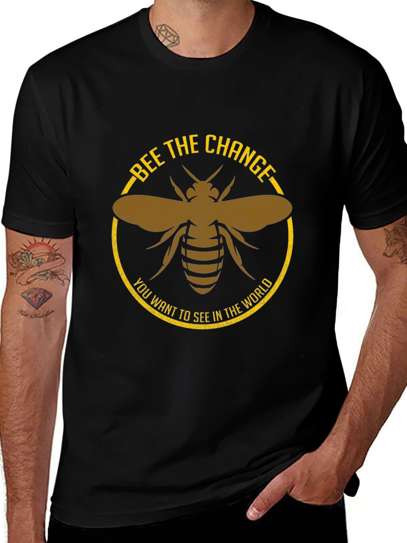 Bee the Change Graphic Tee - Black Cotton