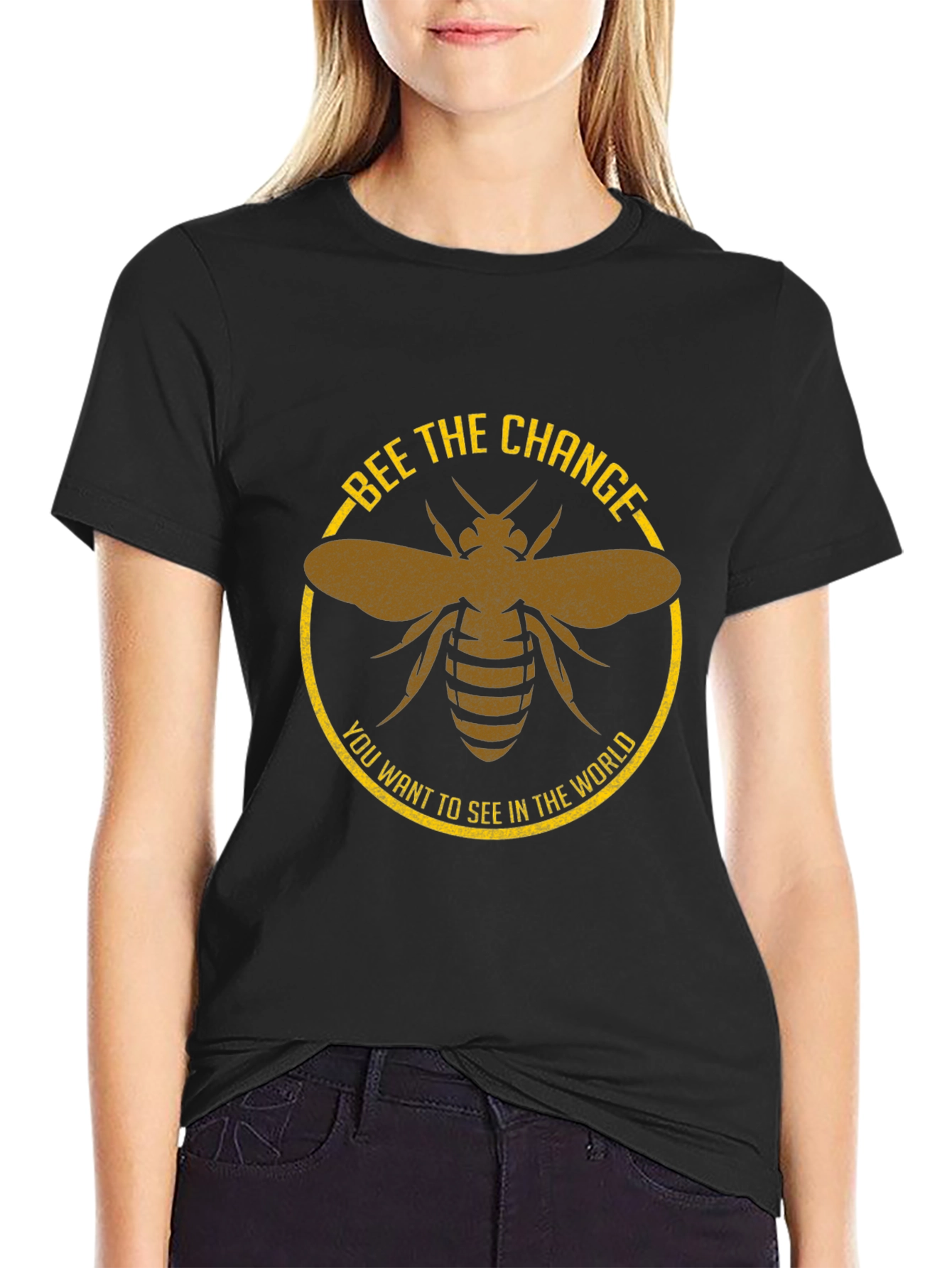 Bee the Change Graphic Tee - Black Cotton