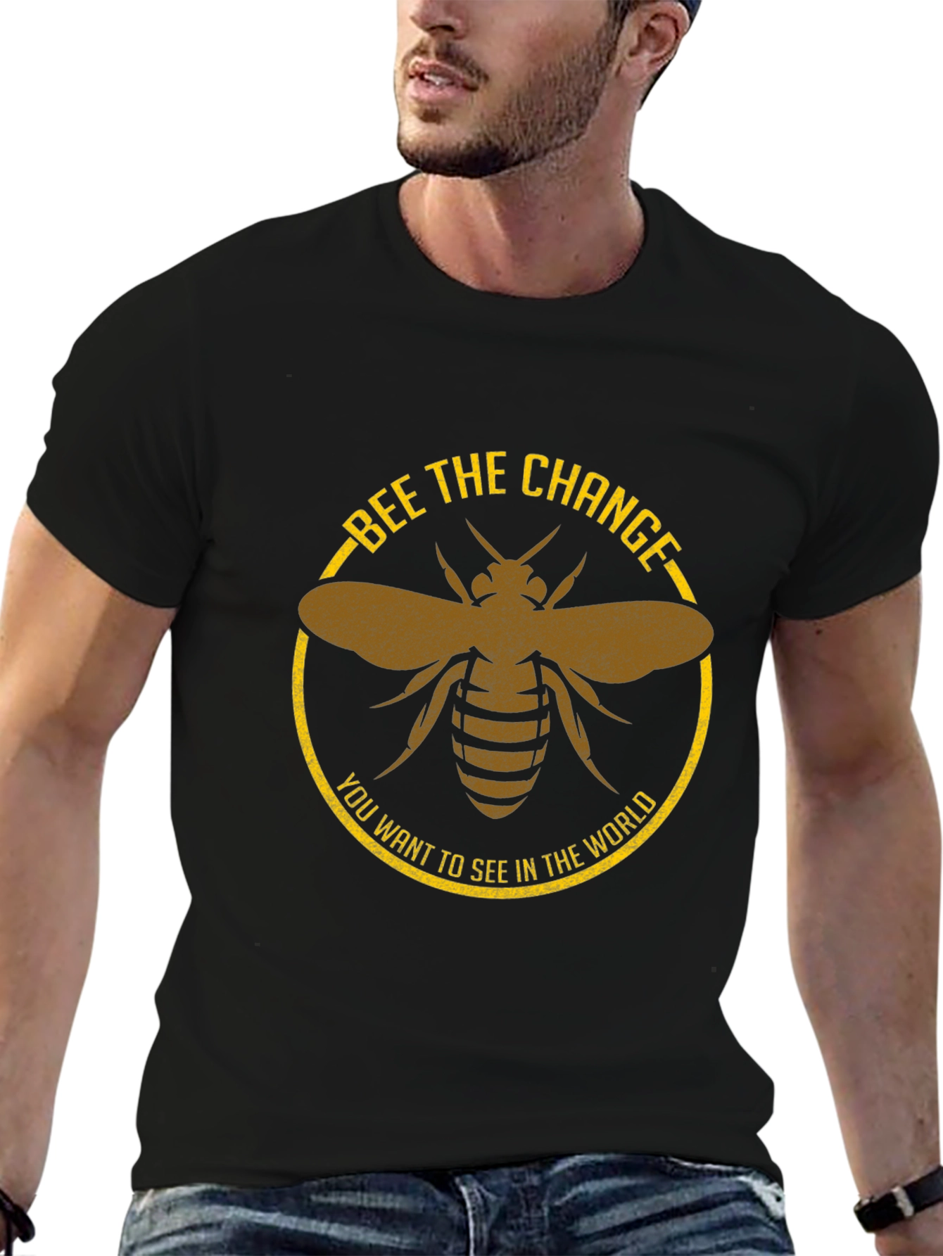 Bee the Change Graphic Tee - Black Cotton