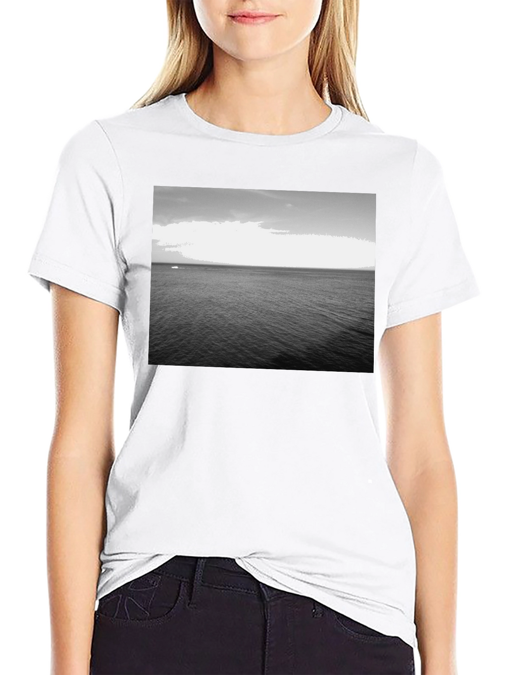 Monochrome Ocean Graphic Tee - Classic Black
