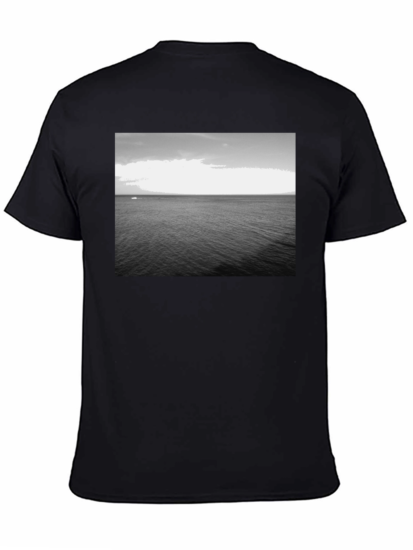 Monochrome Ocean Graphic Tee - Classic Black