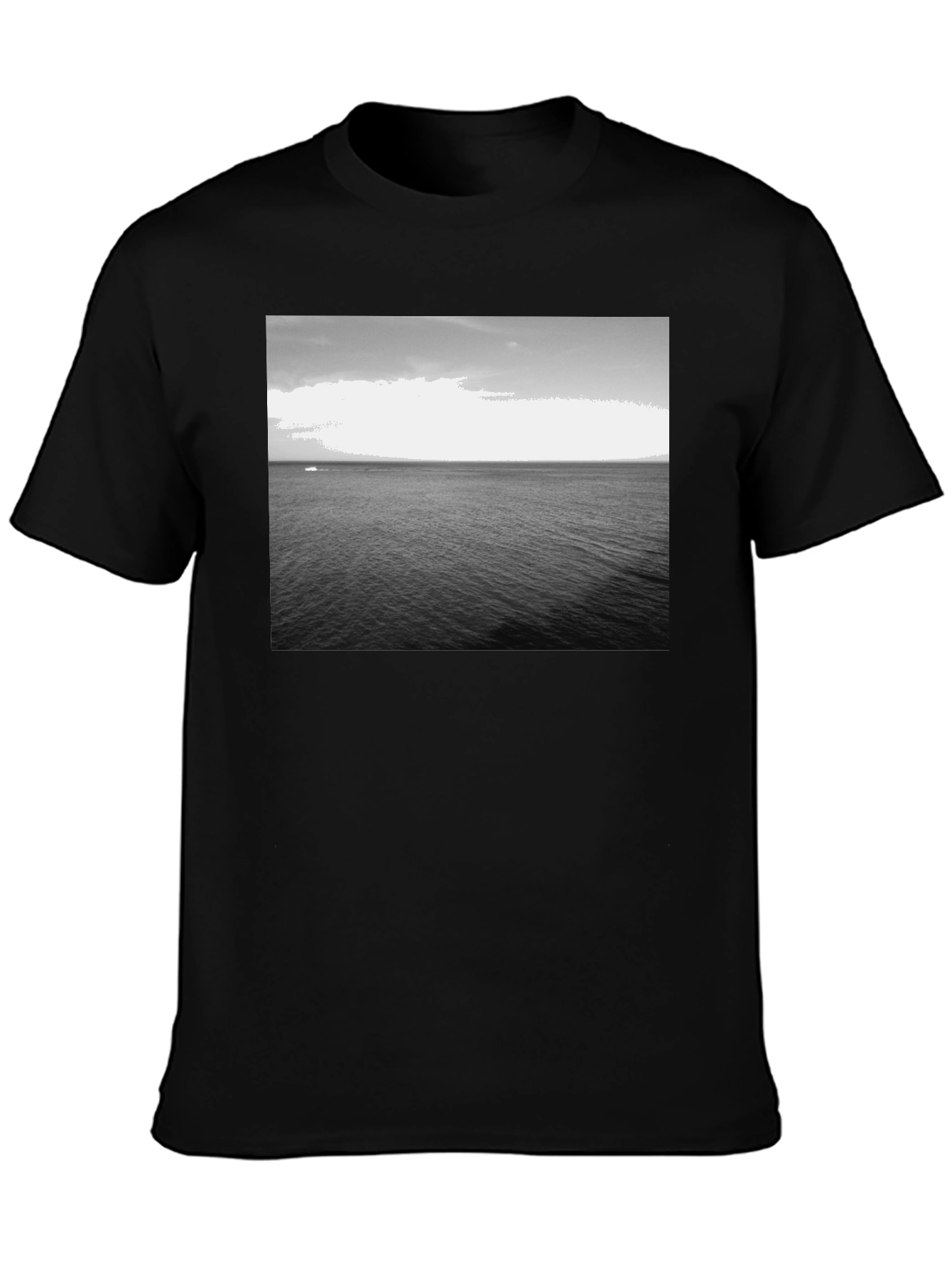 Monochrome Ocean Graphic Tee - Classic Black