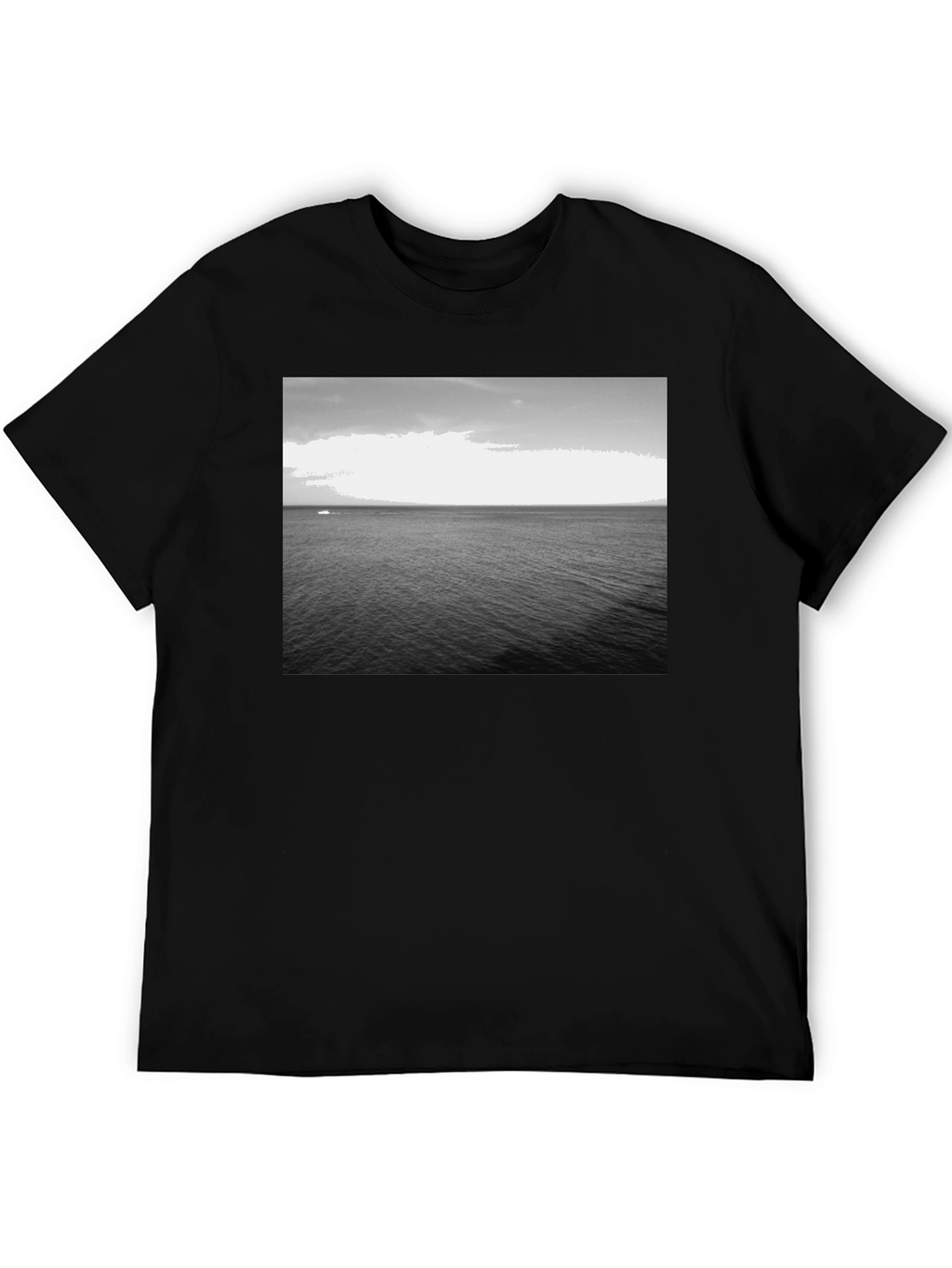 Monochrome Ocean Graphic Tee - Classic Black