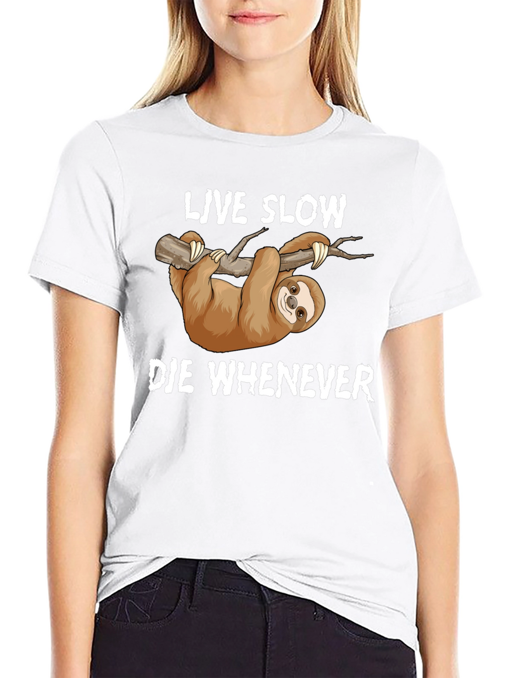 Live Slow Die Whenever Sloth Graphic T-Shirt