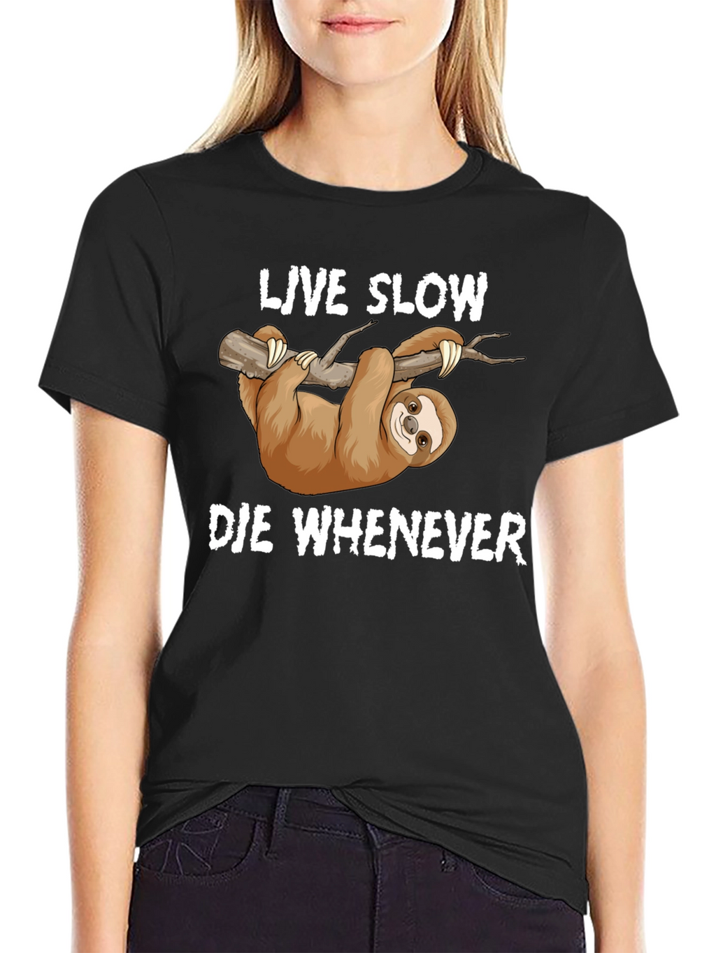 Live Slow Die Whenever Sloth Graphic T-Shirt