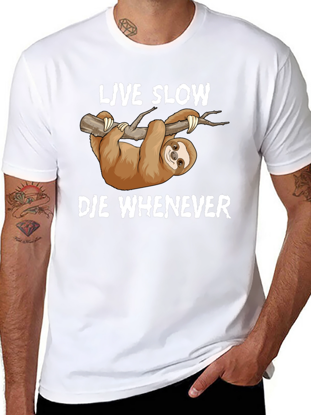 Live Slow Die Whenever Sloth Graphic T-Shirt