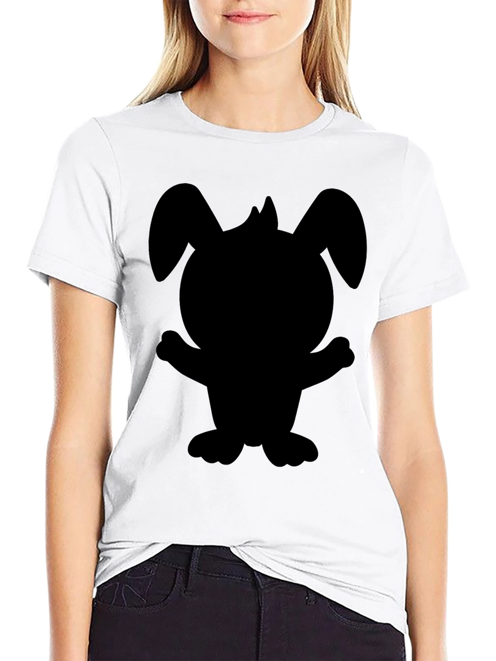 Black Cartoon Bunny Graphic Tee
