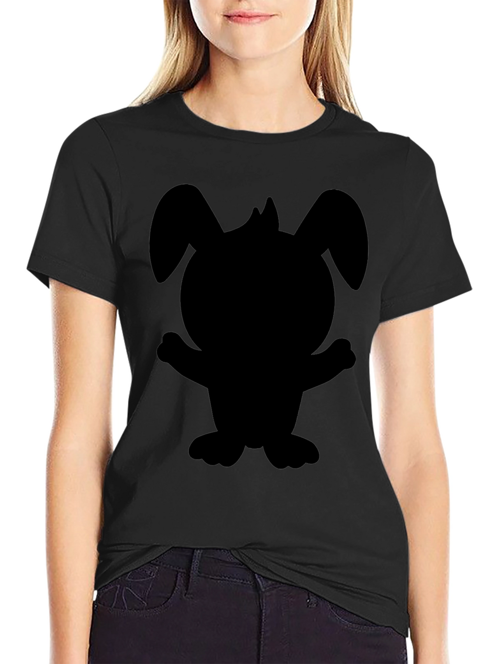 Black Cartoon Bunny Graphic Tee
