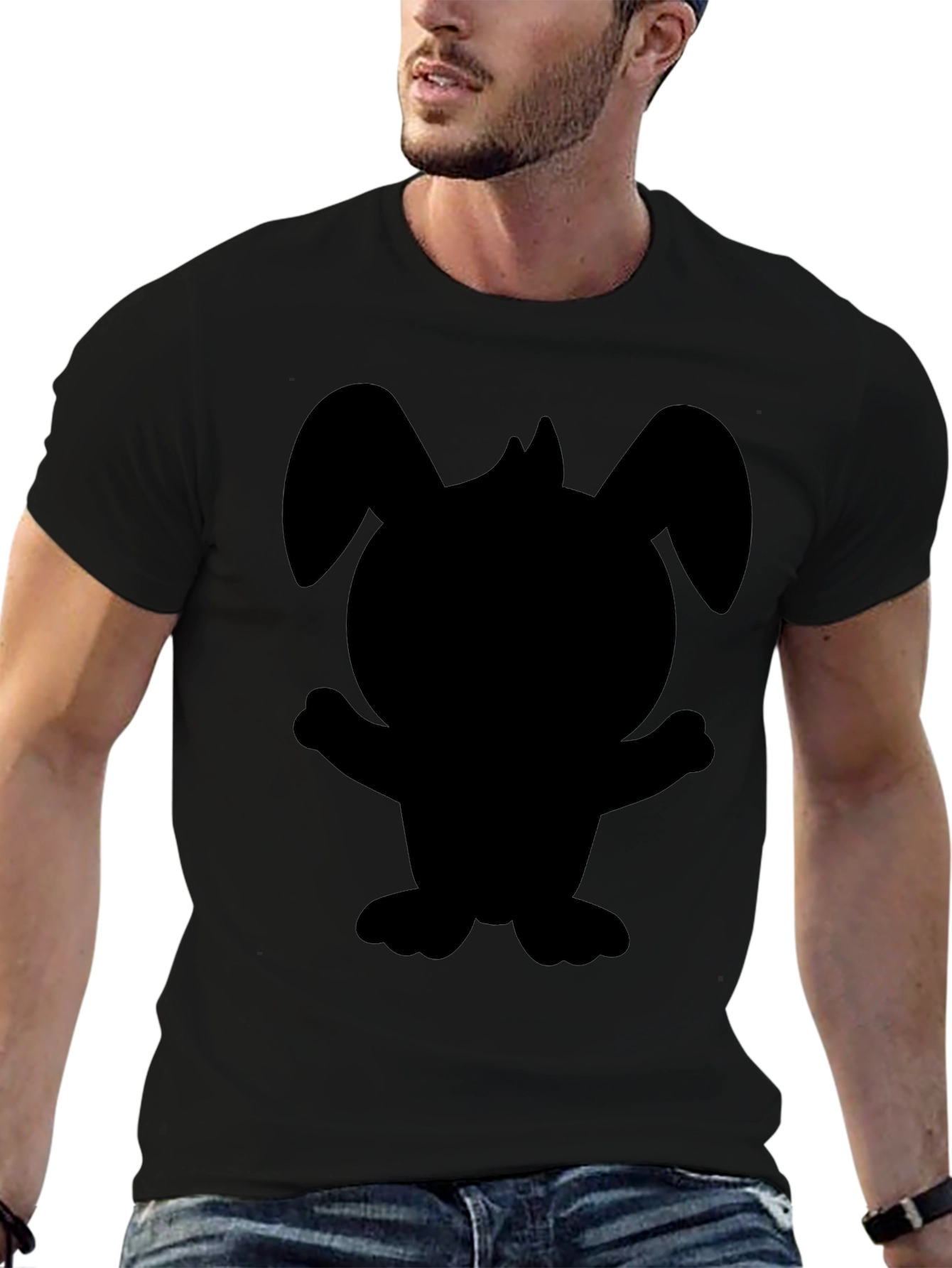 Black Cartoon Bunny Graphic Tee