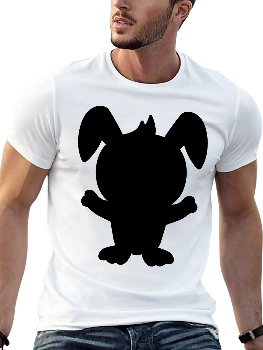 Black Cartoon Bunny Graphic Tee
