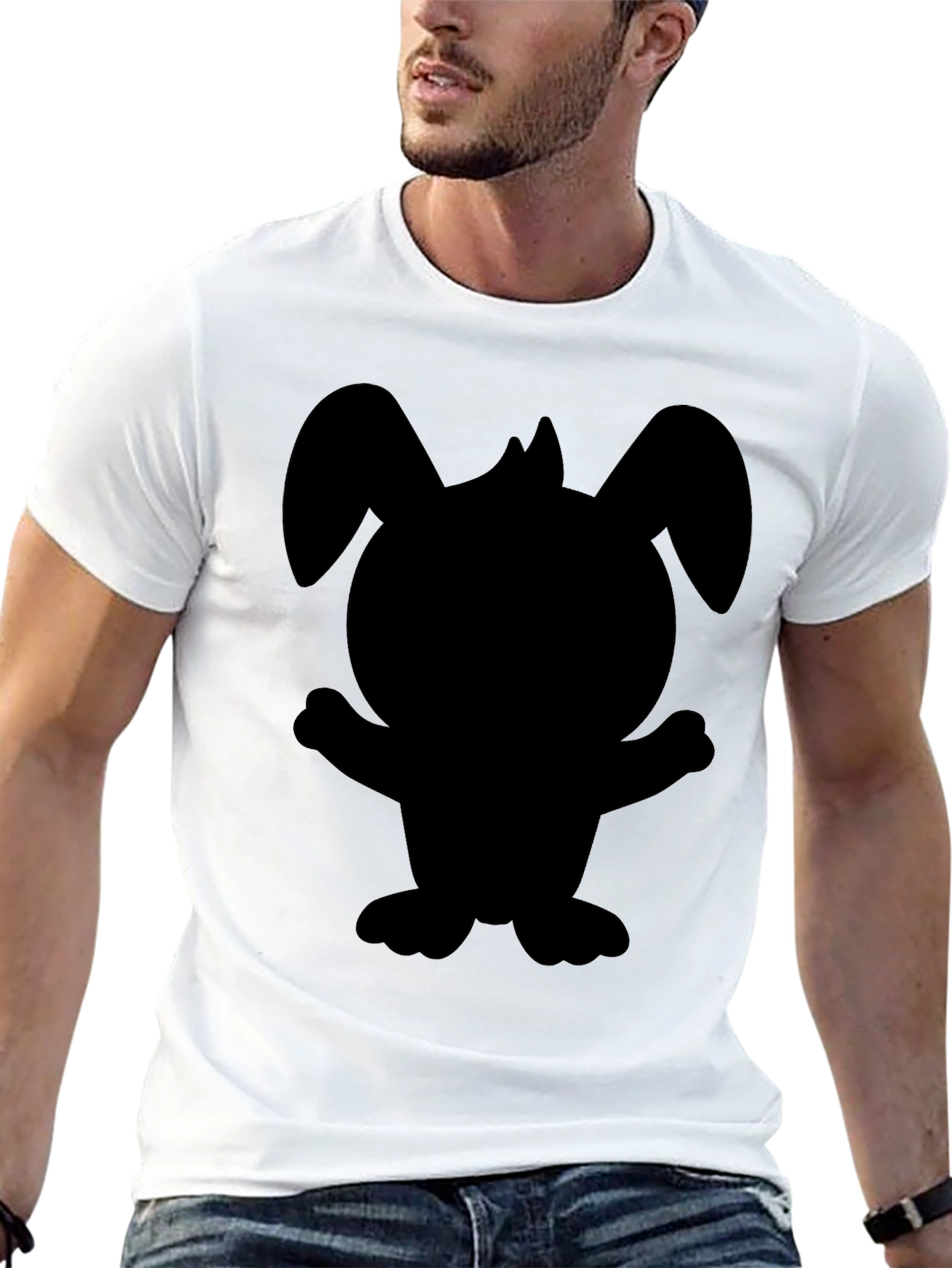 Black Cartoon Bunny Graphic Tee