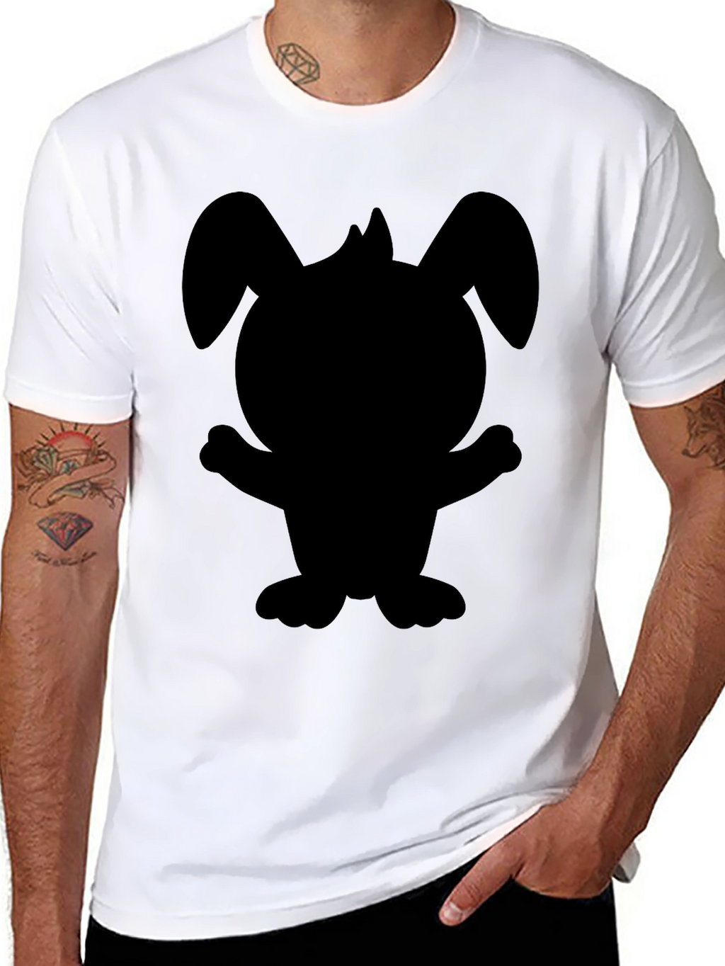 Black Cartoon Bunny Graphic Tee