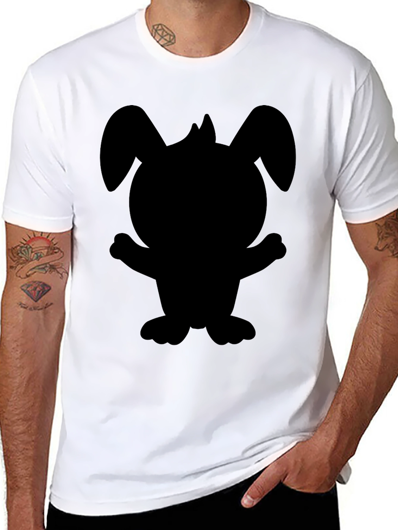 Black Cartoon Bunny Graphic Tee