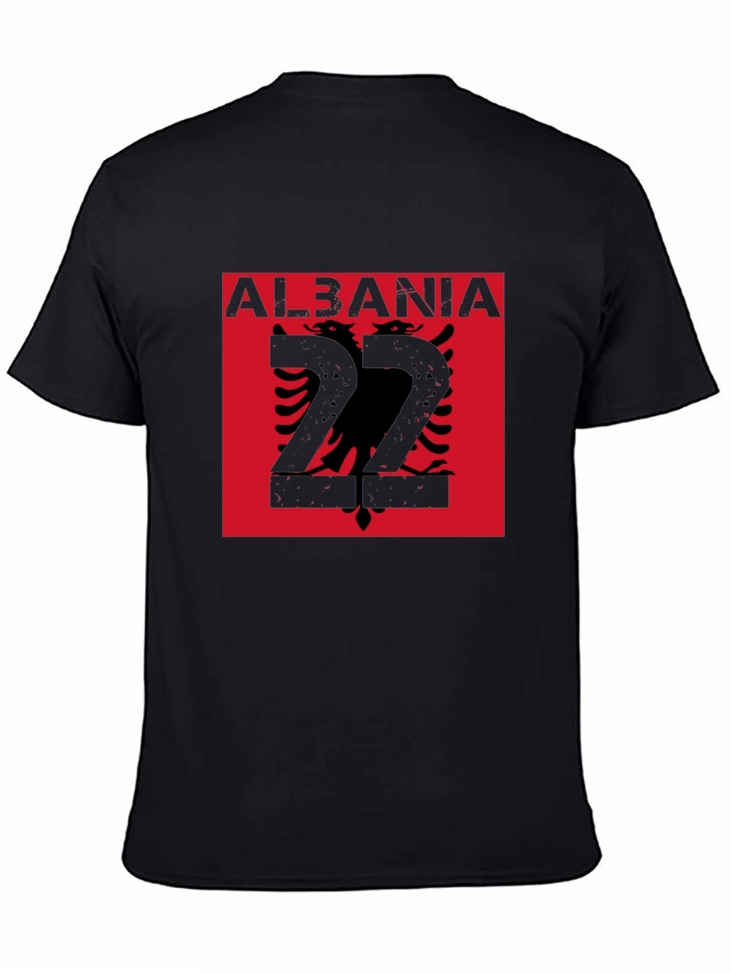 Albania Flag Graphic Tee - Black