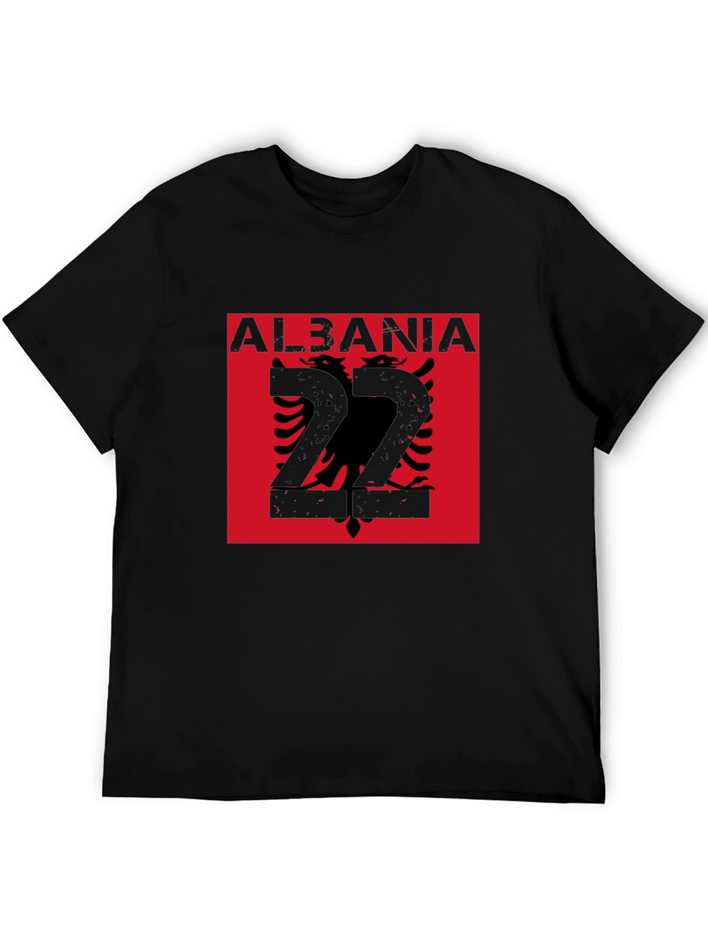 Albania Flag Graphic Tee - Black