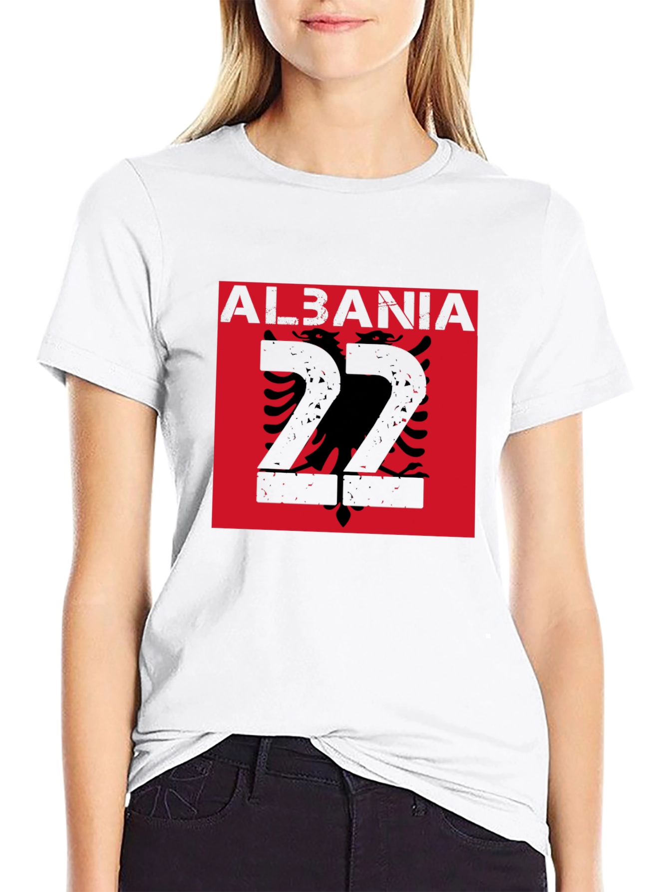 Albania Flag Graphic Tee - Black