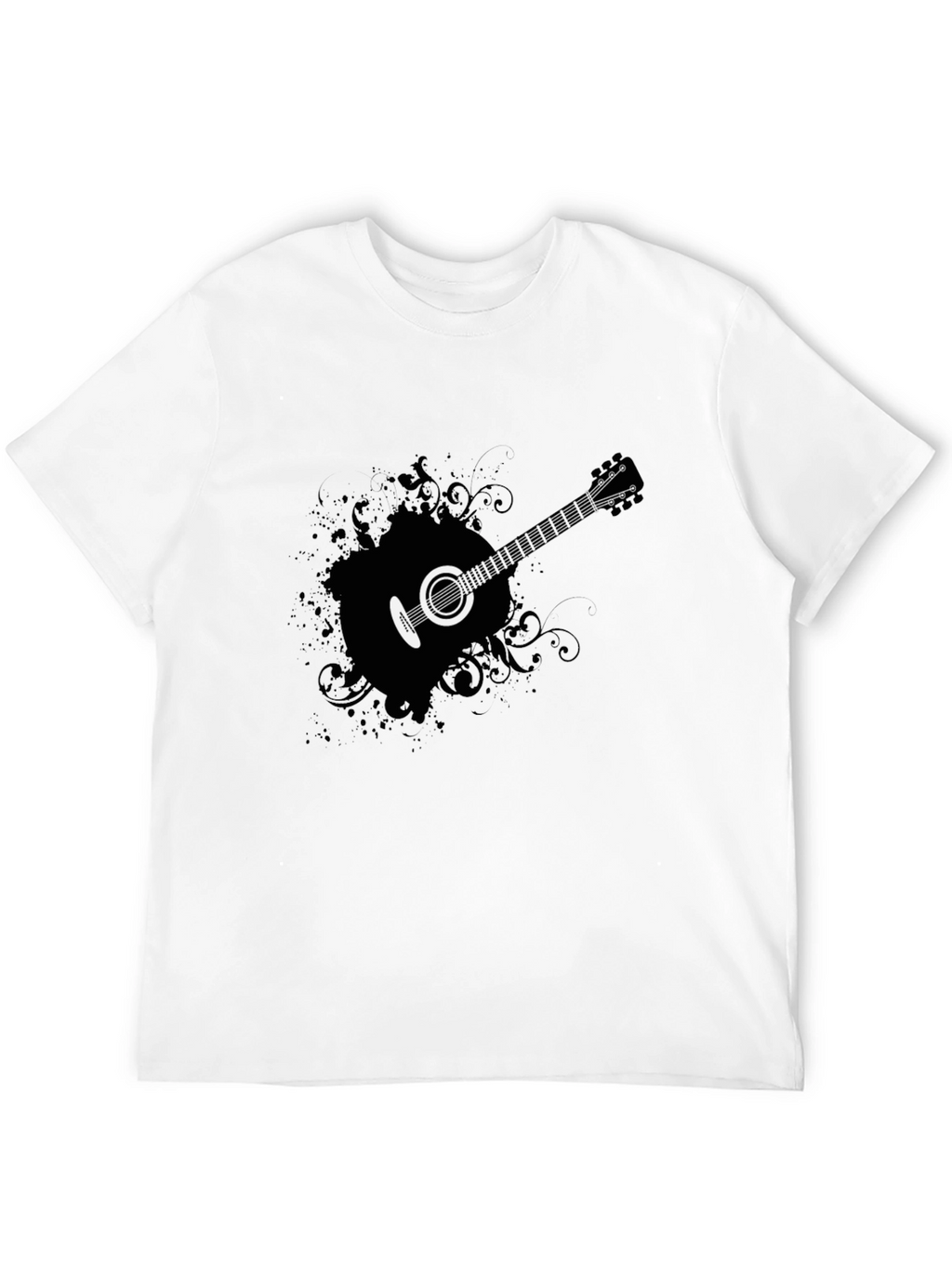 Guitar Graphic Tee - Mens Black Cotton T-Shirt