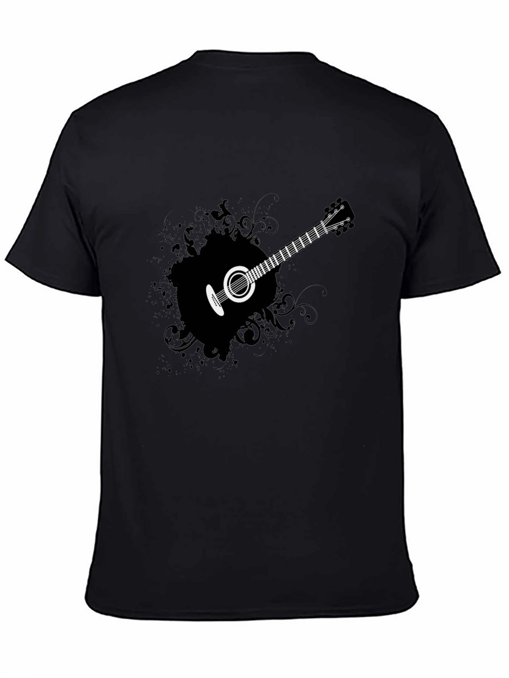 Guitar Graphic Tee - Mens Black Cotton T-Shirt