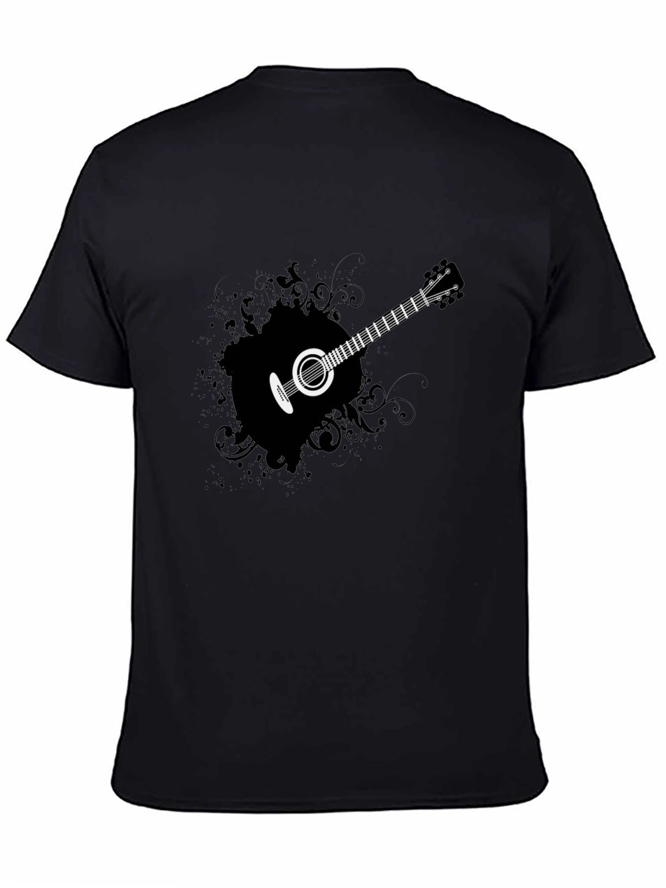 Guitar Graphic Tee - Mens Black Cotton T-Shirt