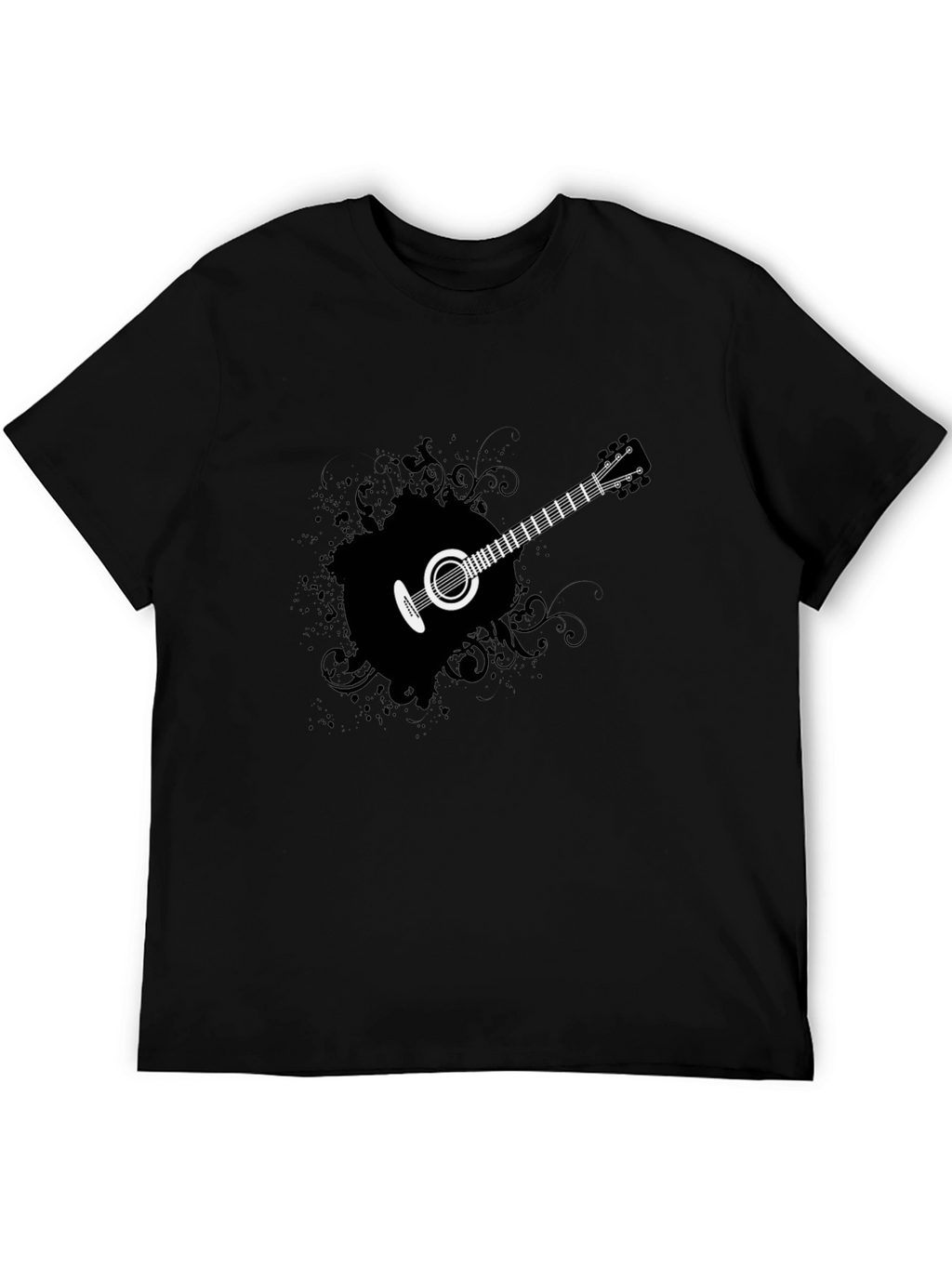 Guitar Graphic Tee - Mens Black Cotton T-Shirt