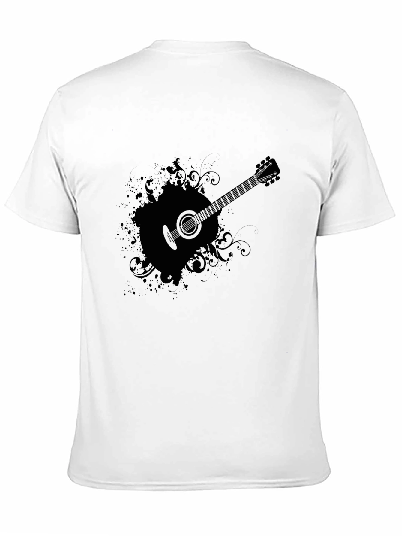 Guitar Graphic Tee - Mens Black Cotton T-Shirt