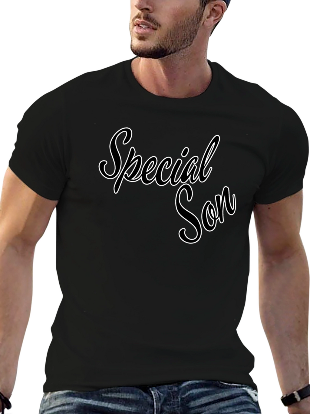 Special Son Black Graphic Tee
