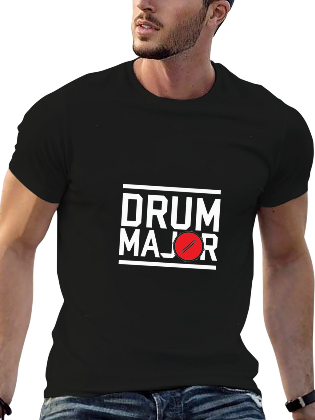 Drum Major Graphic Tee - Black Cotton T-Shirt