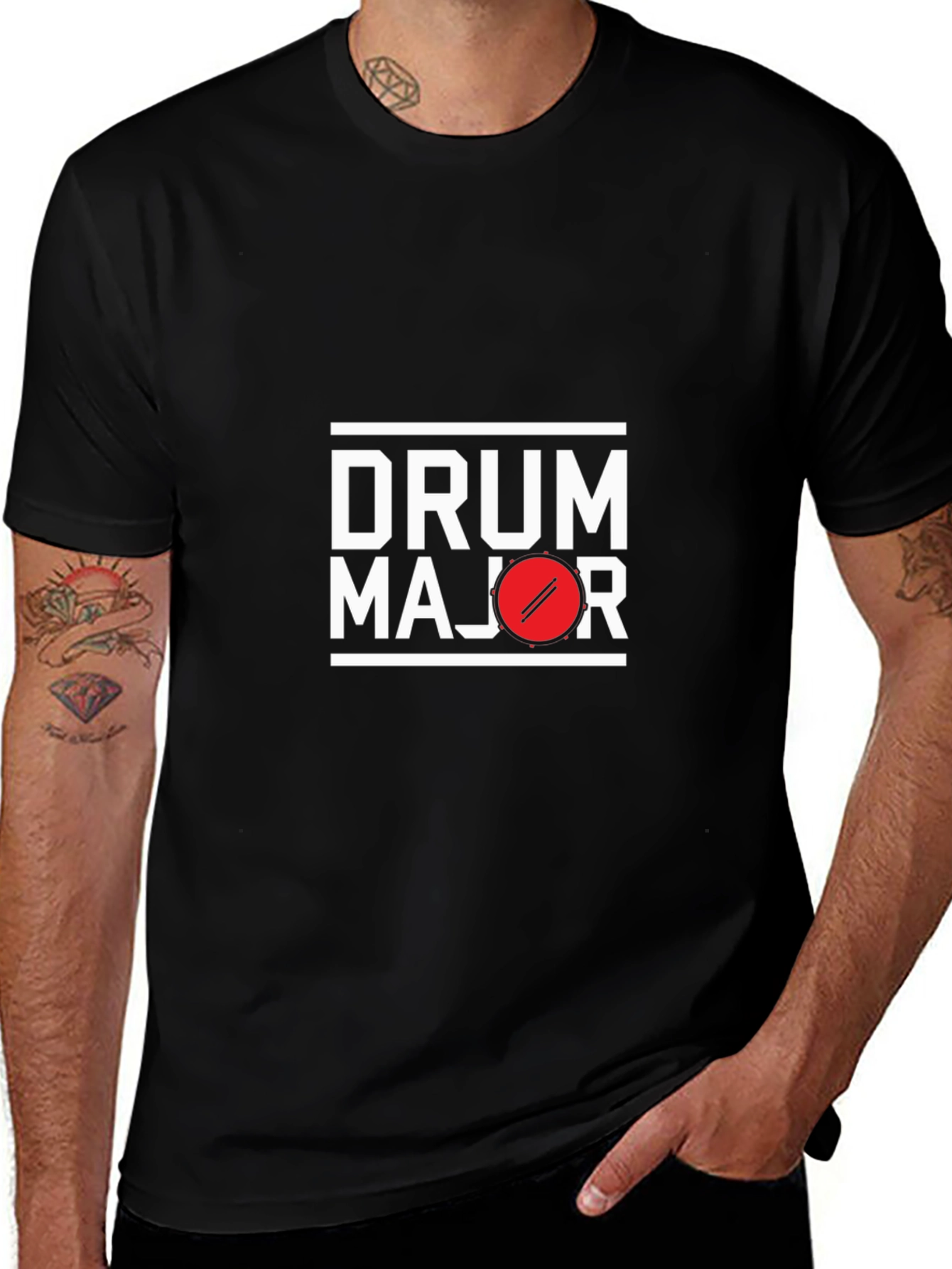Drum Major Graphic Tee - Black Cotton T-Shirt