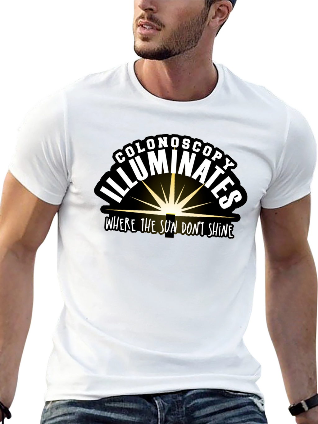 Colonoscopy Illuminates Black T-Shirt