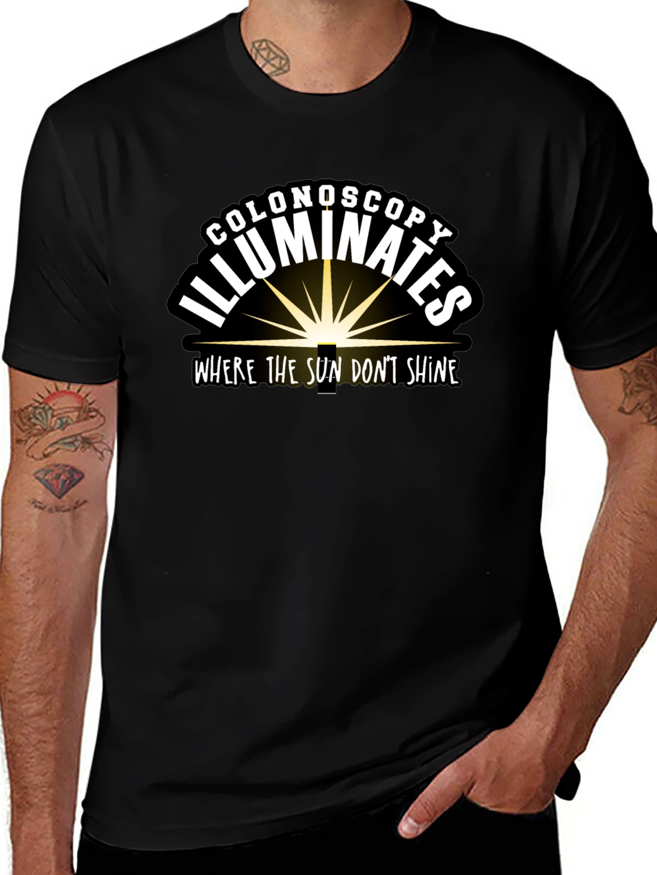 Colonoscopy Illuminates Black T-Shirt