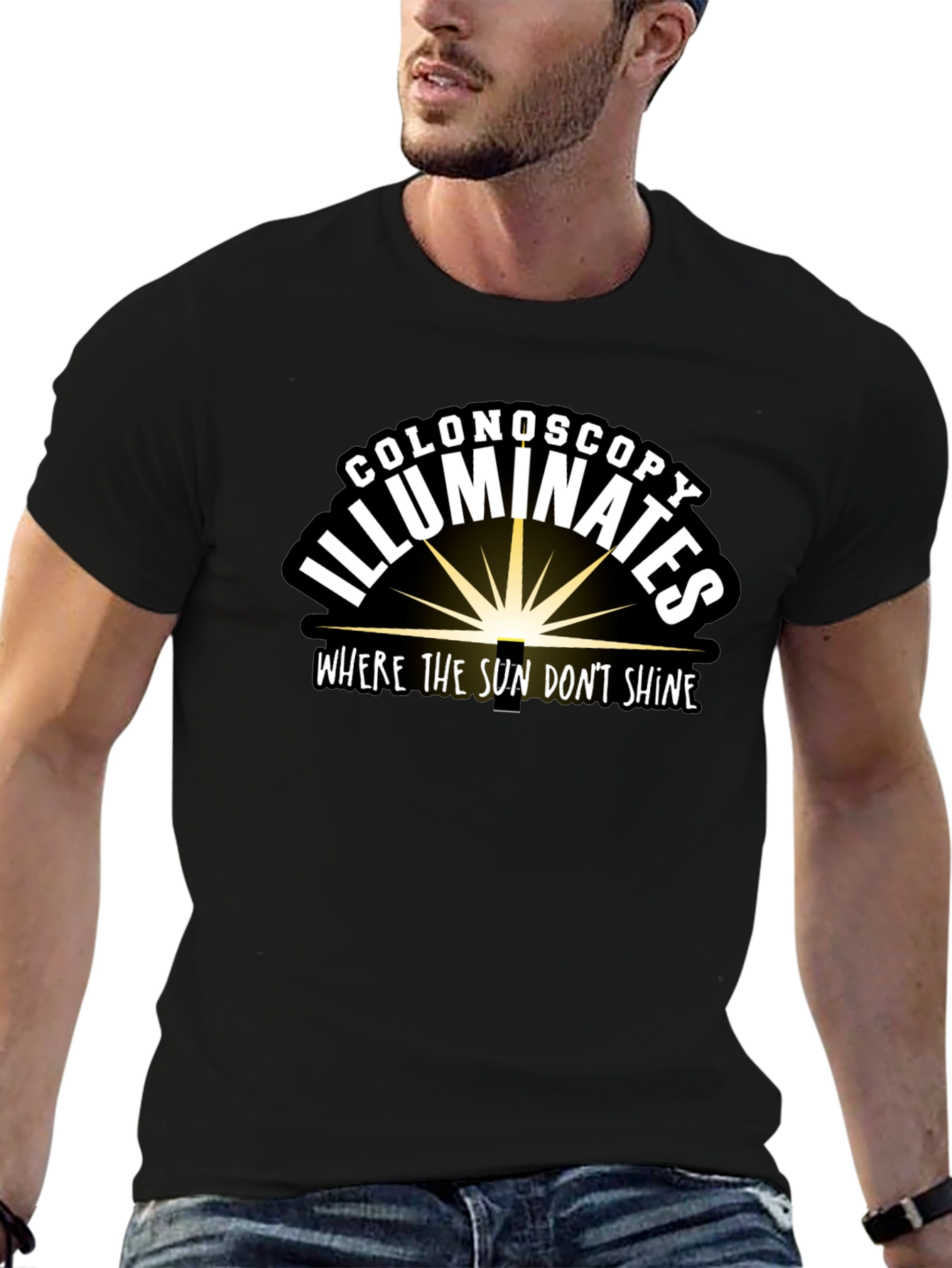Colonoscopy Illuminates Black T-Shirt