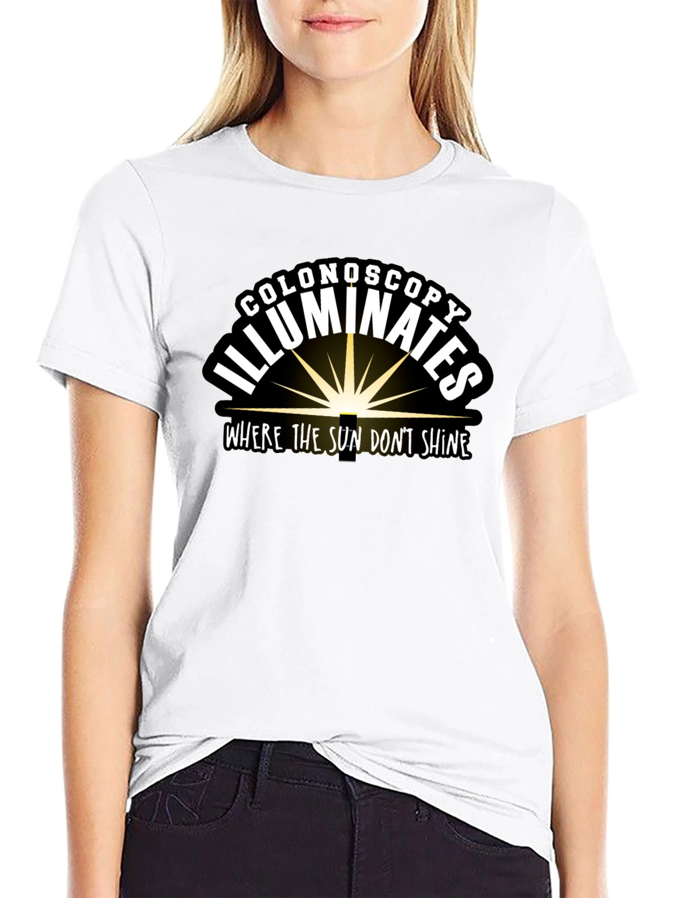 Colonoscopy Illuminates Black T-Shirt