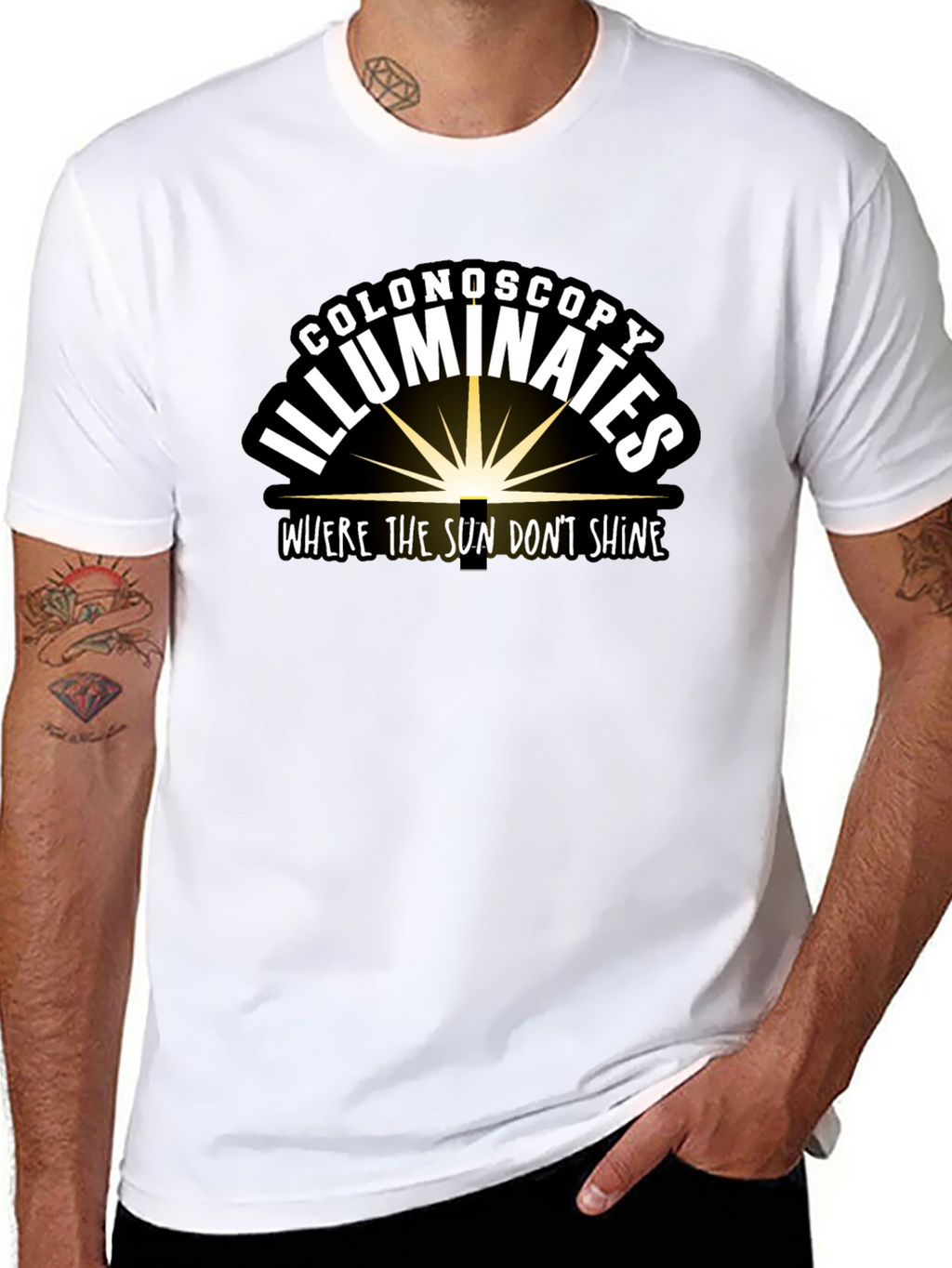 Colonoscopy Illuminates Black T-Shirt