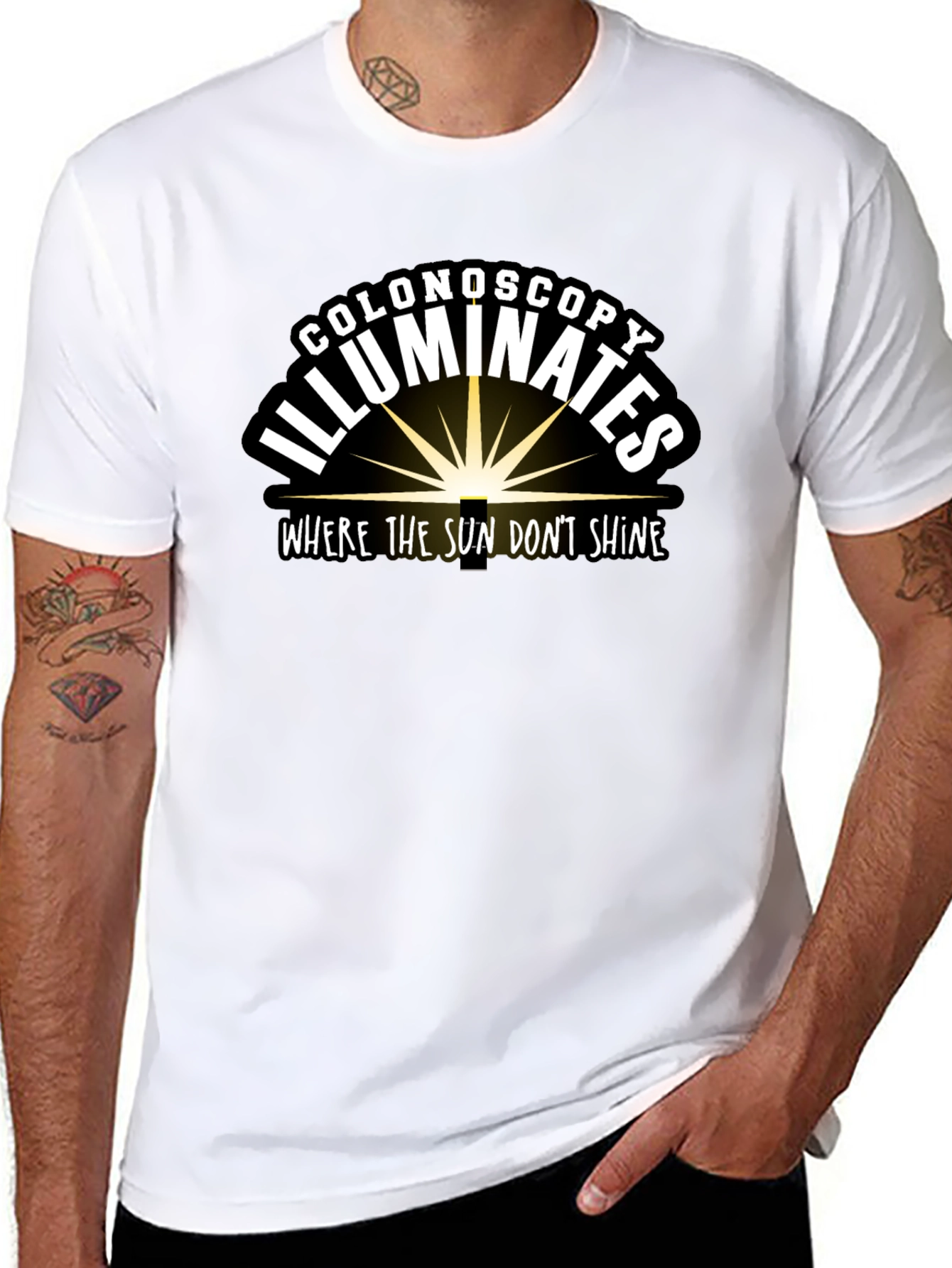 Colonoscopy Illuminates Black T-Shirt