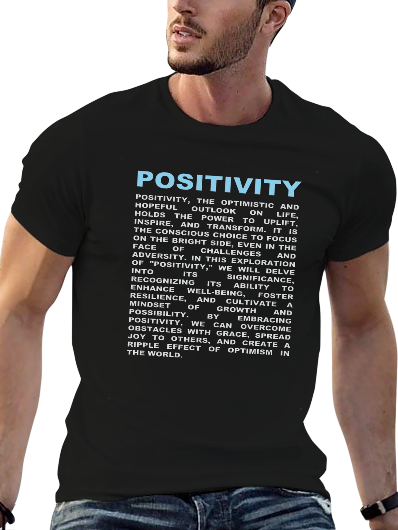 Positivity Graphic Tee - Inspirational Black T-Shirt