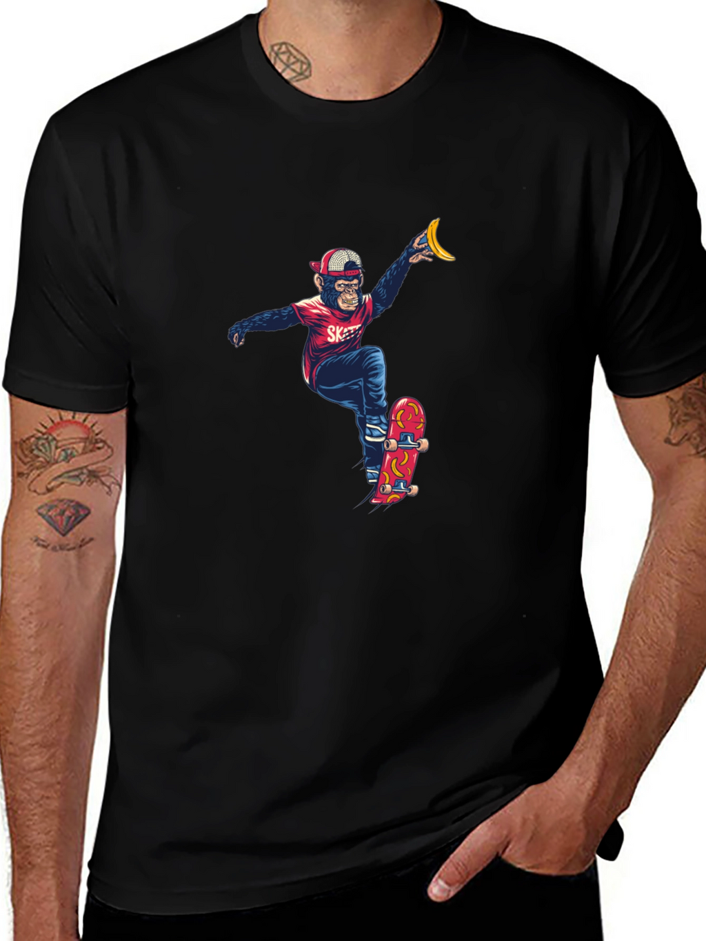 Monkey Skateboarder Graphic Tee