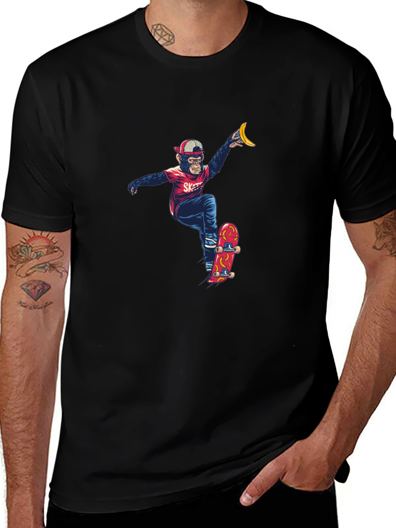 Monkey Skateboarder Graphic Tee