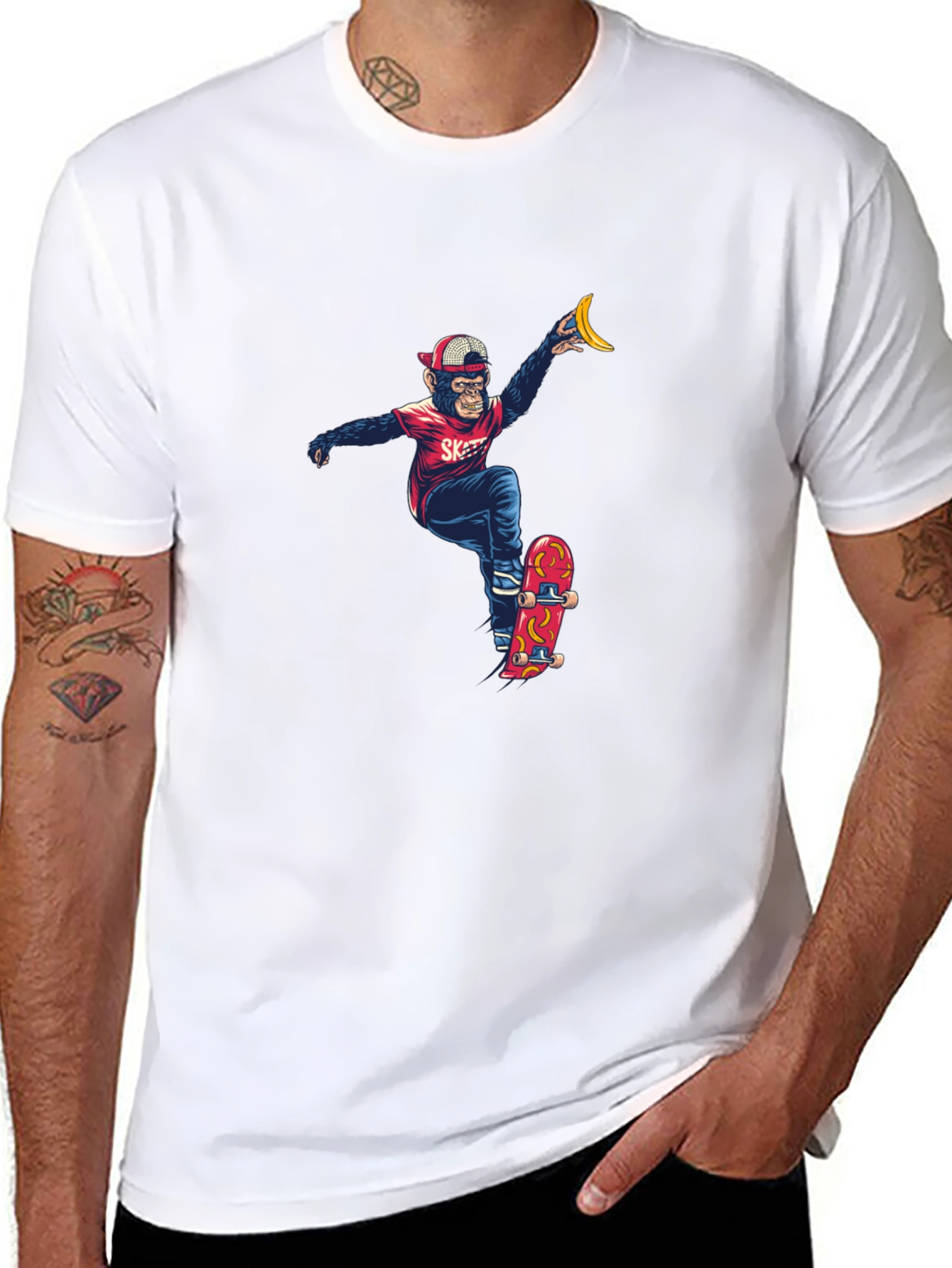 Monkey Skateboarder Graphic Tee