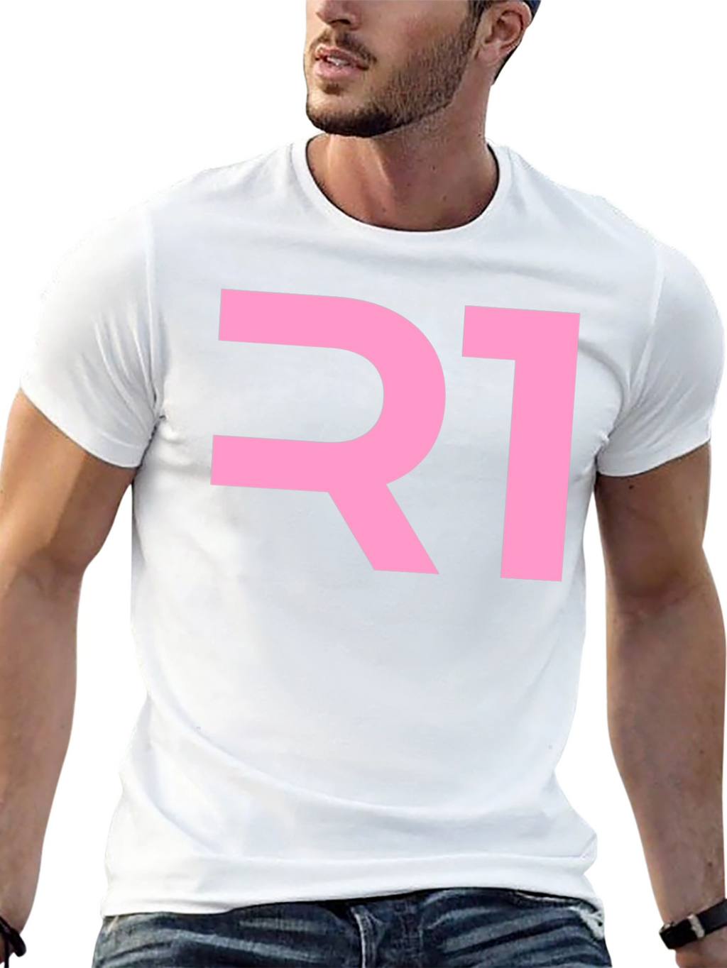 R1 Pink Graphic Black T-Shirt
