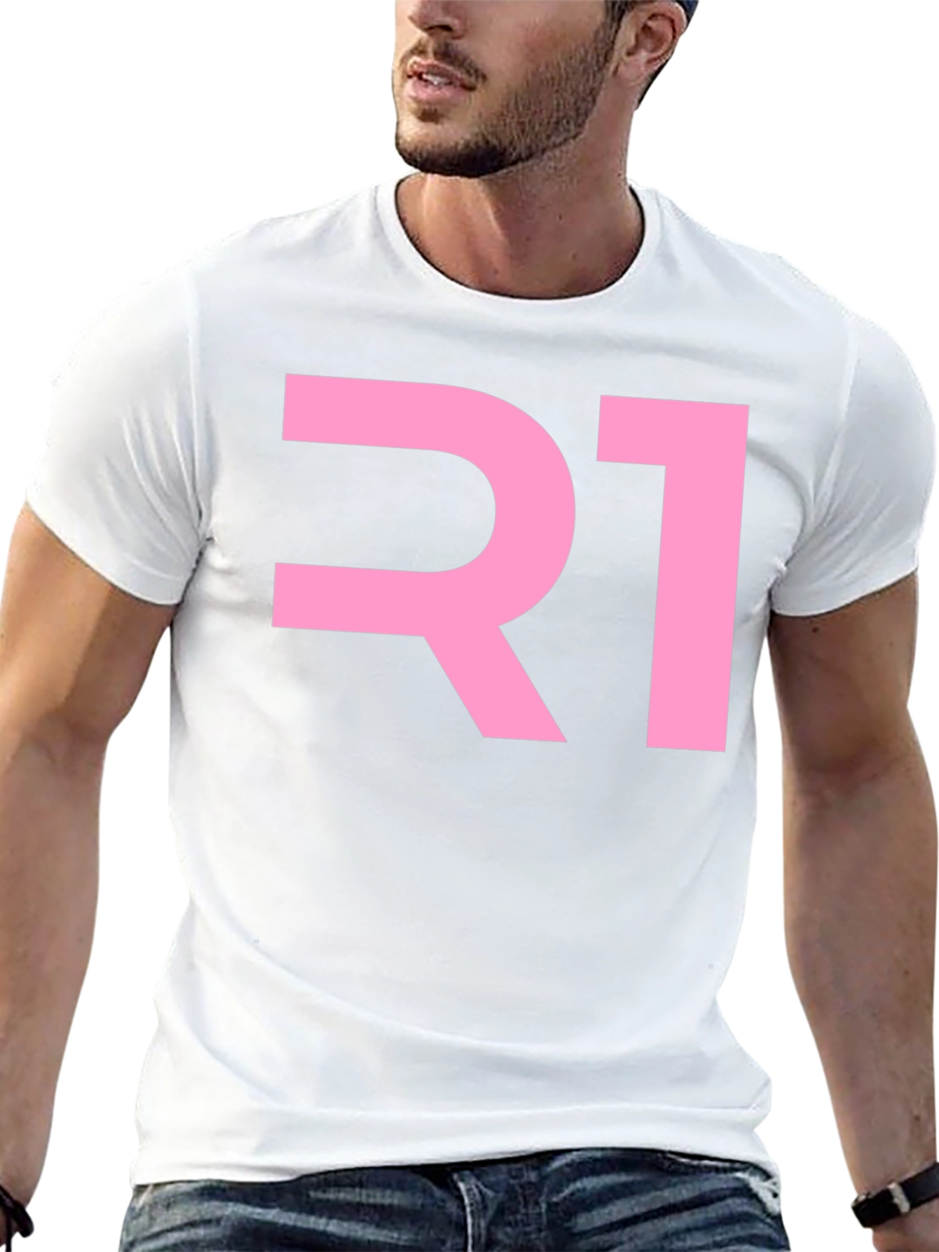 R1 Pink Graphic Black T-Shirt