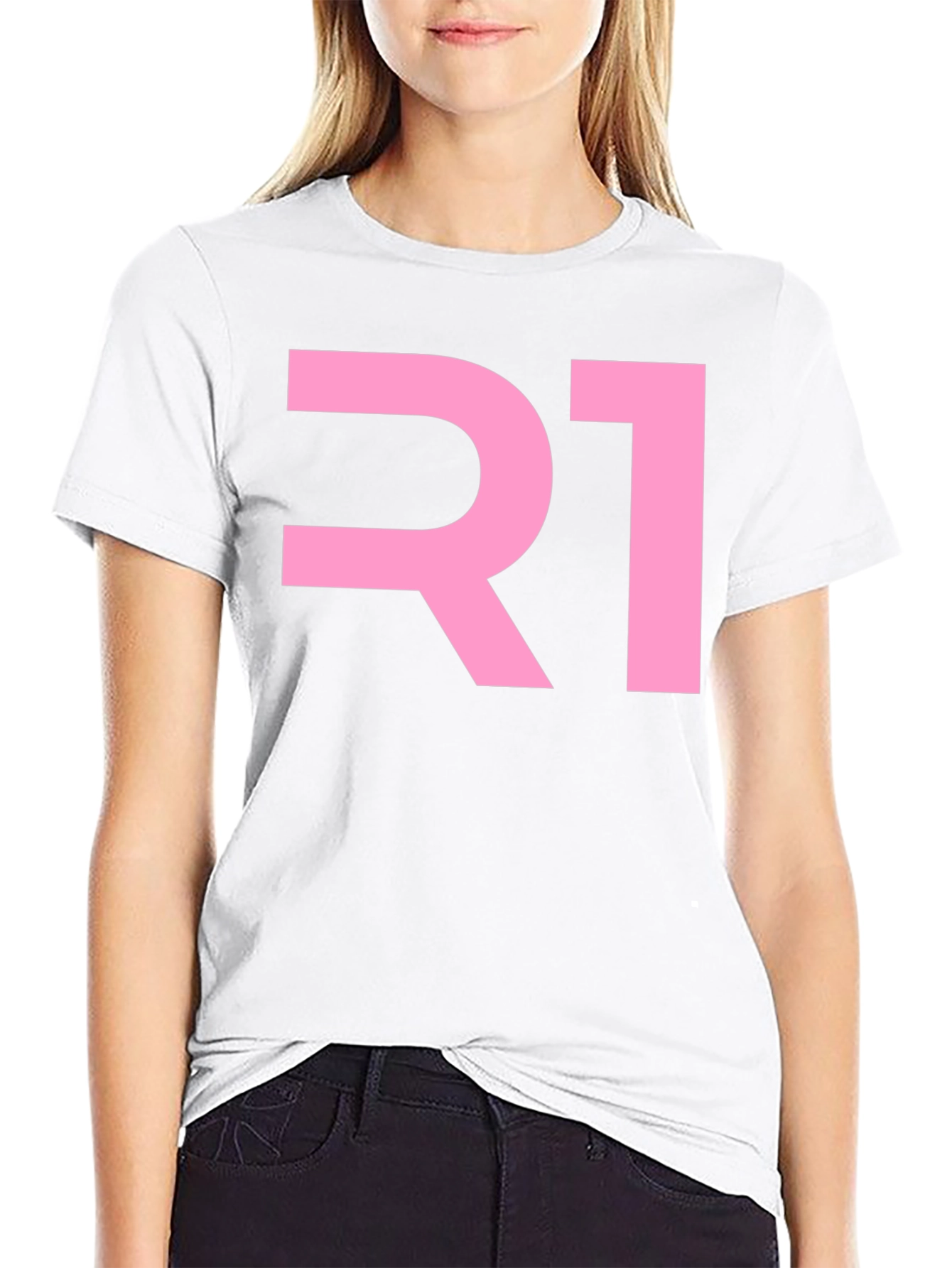 R1 Pink Graphic Black T-Shirt